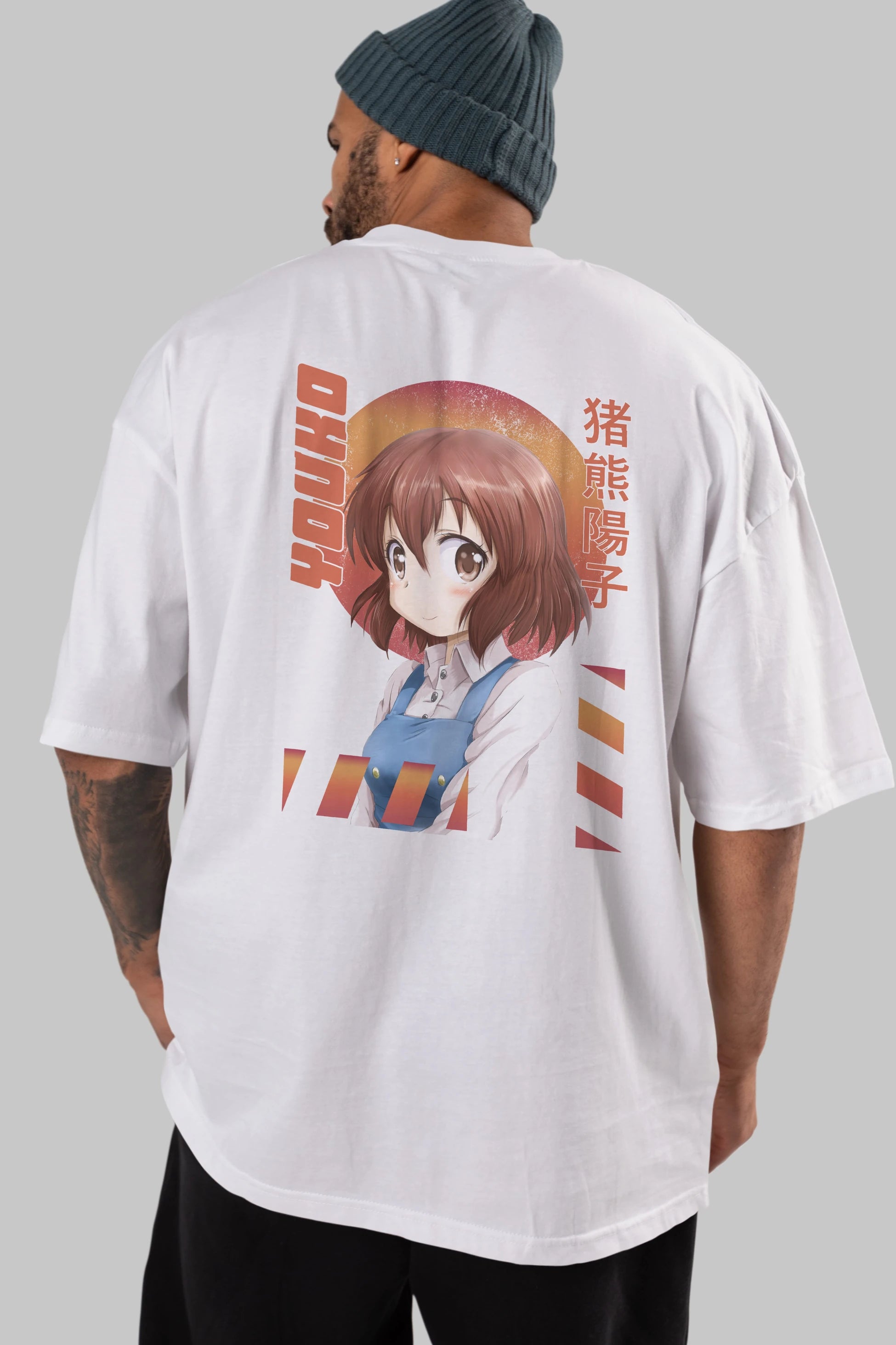 Youko Inokuma 5 Anime Arka Baskılı Oversize t-shirt Erkek Kadın Unisex