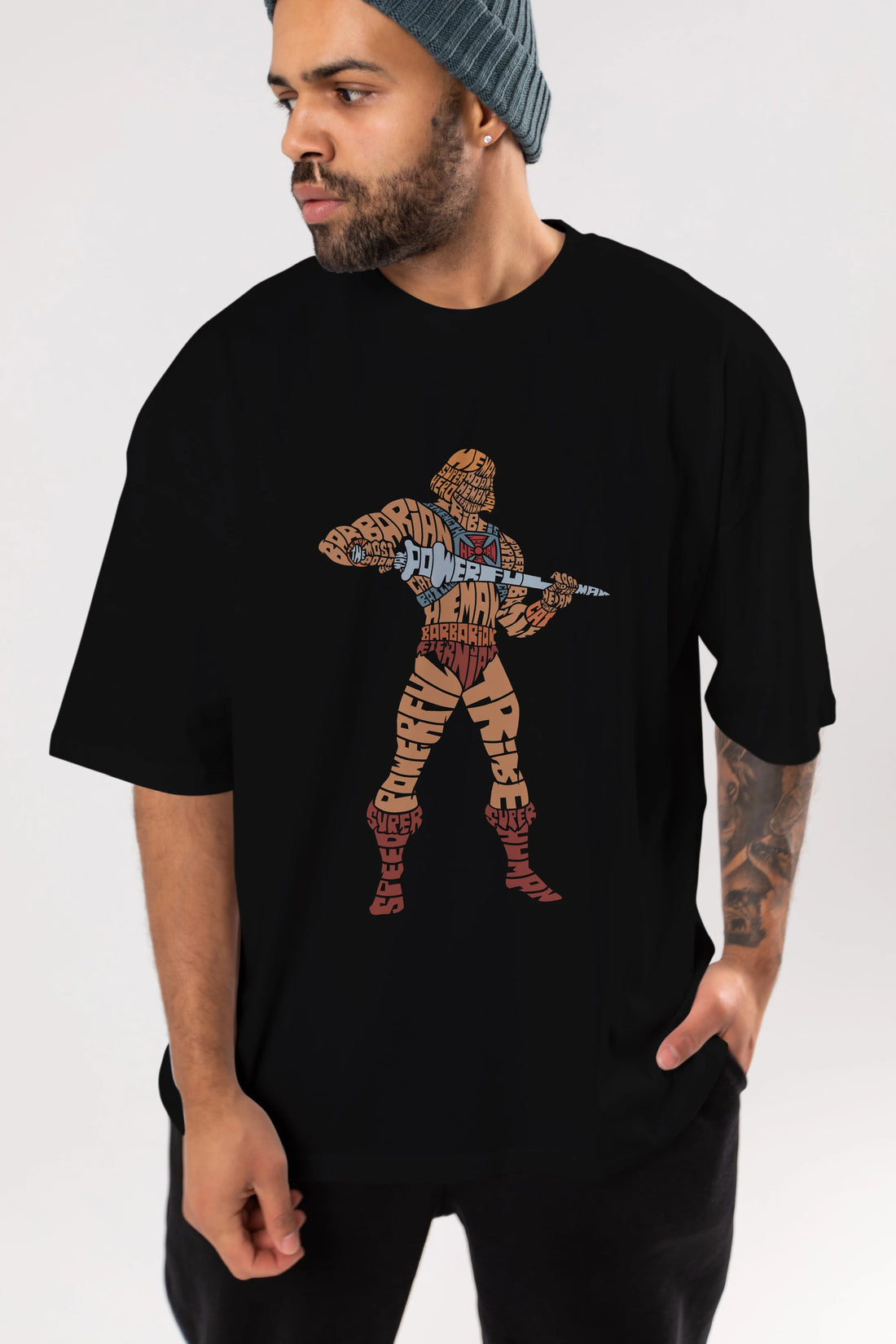 Heman Ön Baskılı Oversize t-shirt %100 pamuk Erkek Kadın Unisex