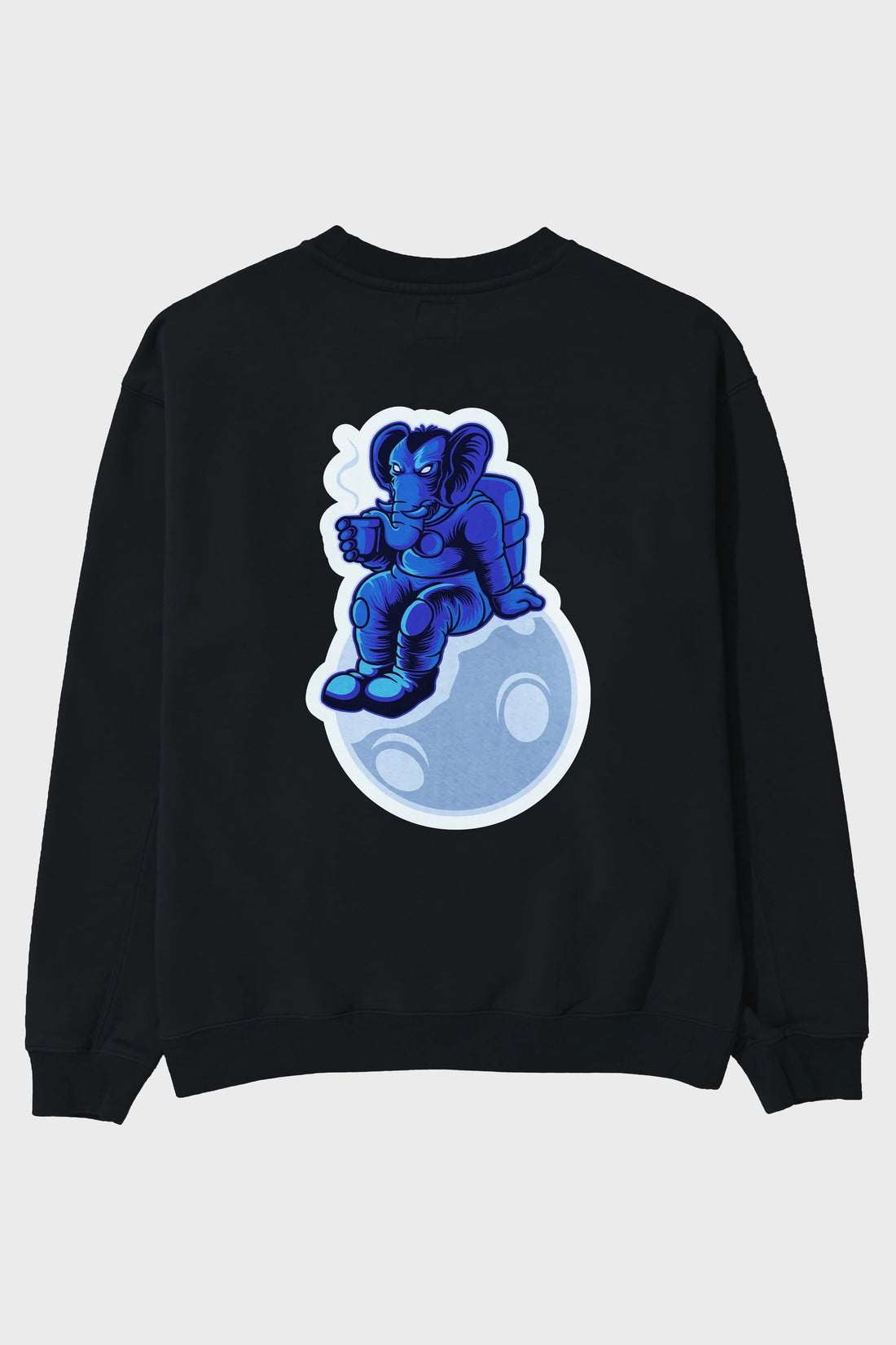 Space Elephant Drink Coffee Sticker Arka Baskılı Oversize Sweatshirt Erkek Kadın Unisex