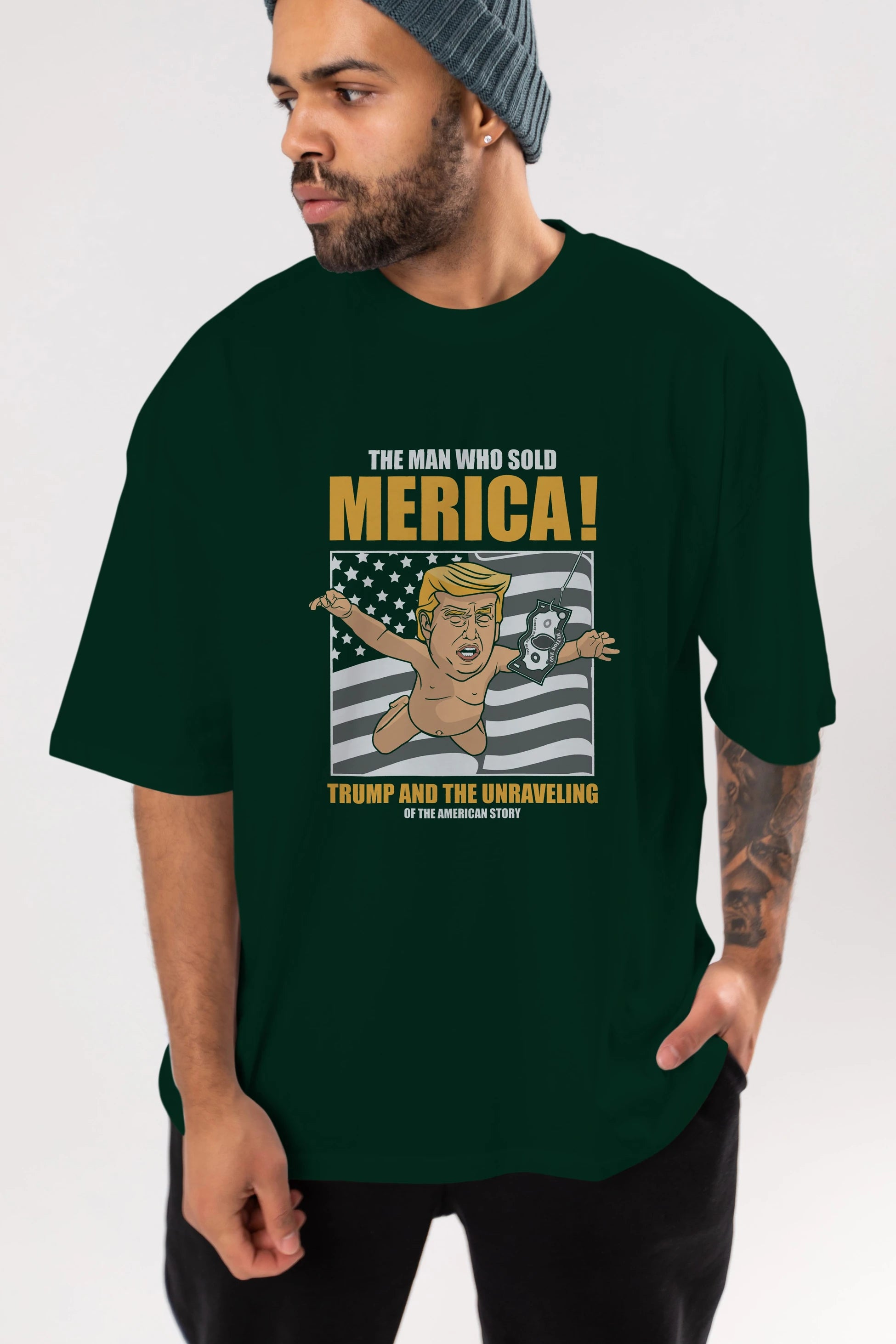 Trump Nirvana Ön Baskılı Oversize t-shirt Erkek Kadın Unisex %100 Pamuk tişort