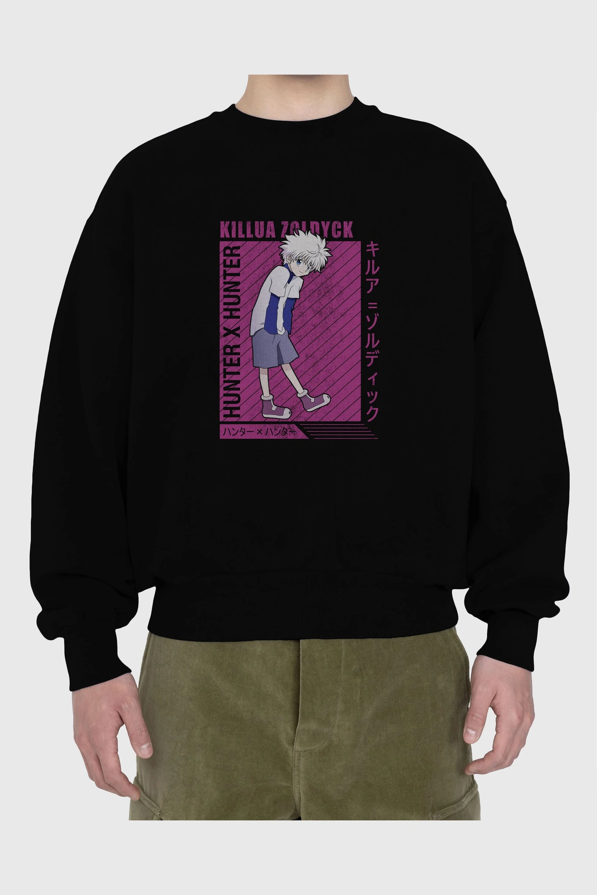 Killua Zoldyck 3 1 Anime Ön Baskılı Oversize Sweatshirt Erkek Kadın Unisex