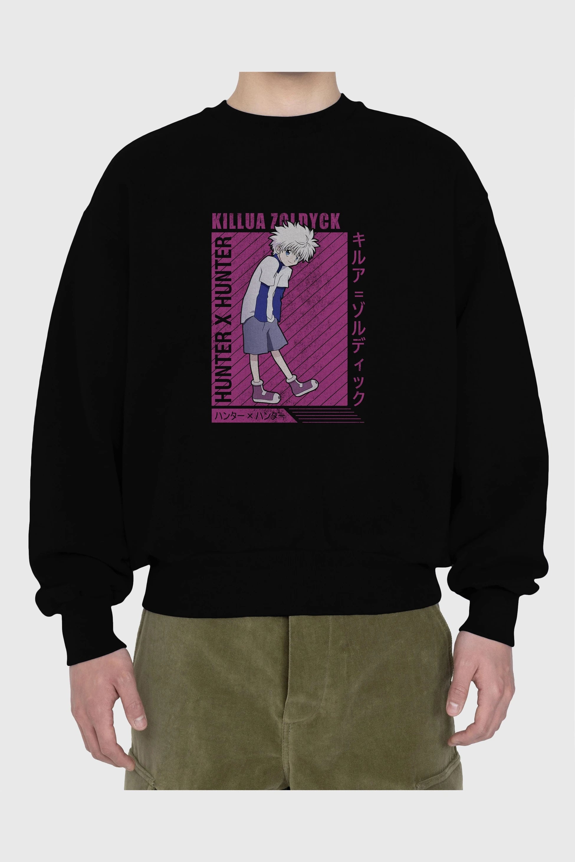 Killua Zoldyck 3 1 Anime Ön Baskılı Oversize Sweatshirt Erkek Kadın Unisex