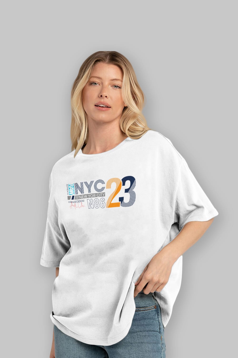 NYC 23 Ön Baskılı Oversize t-shirt Erkek Kadın Unisex