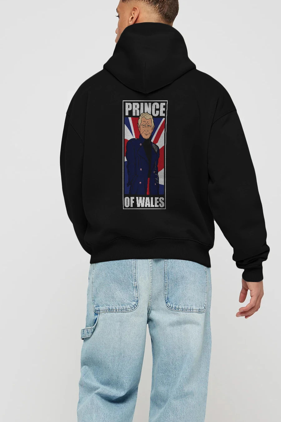 Prince Charles Arka Baskılı Hoodie Oversize Kapüşonlu Sweatshirt Erkek Kadın Unisex