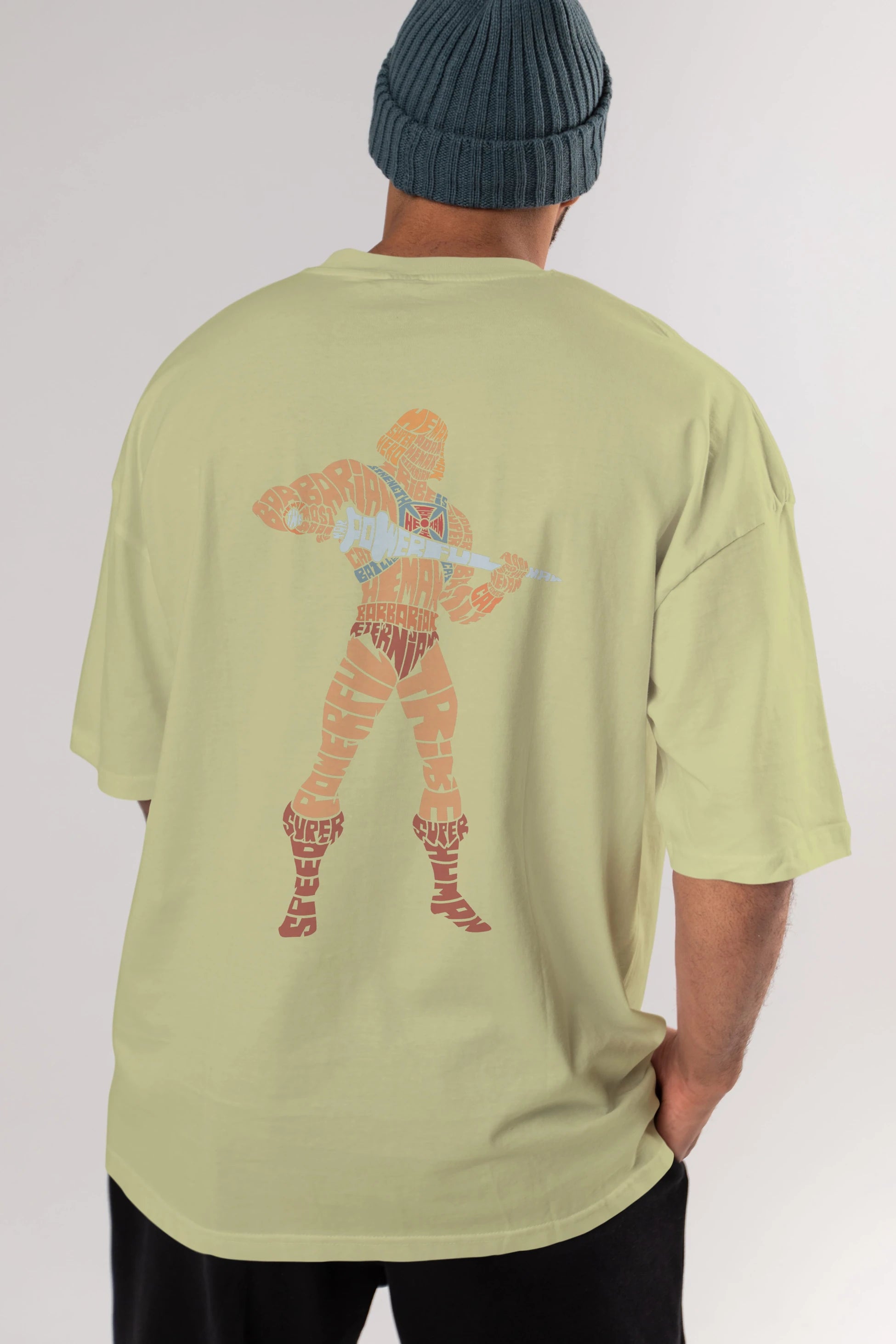 Heman Arka Baskılı Oversize t-shirt %100 pamuk Erkek Kadın Unisex