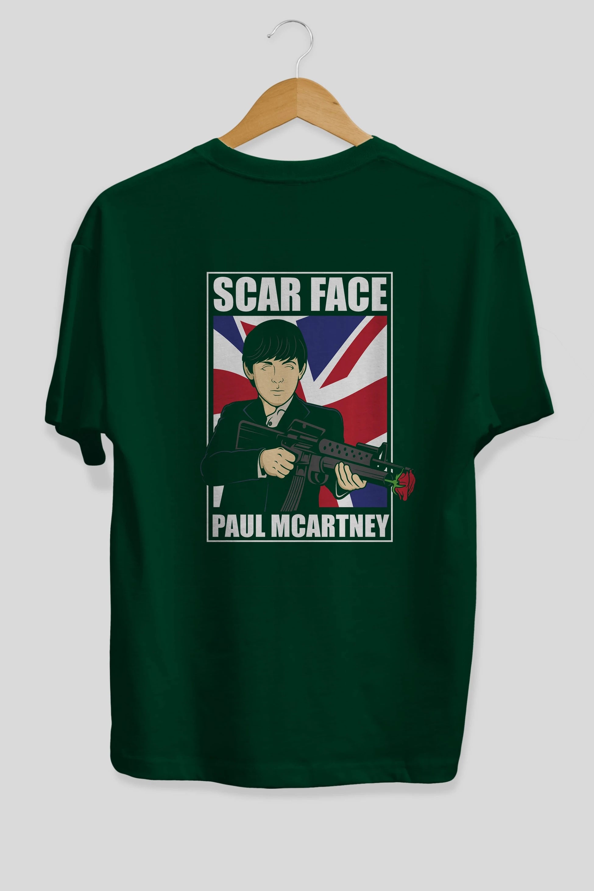 Paul Mccartney Scar Face Arka Baskılı Oversize t-shirt Erkek Kadın Unisex %100 Pamuk tişort