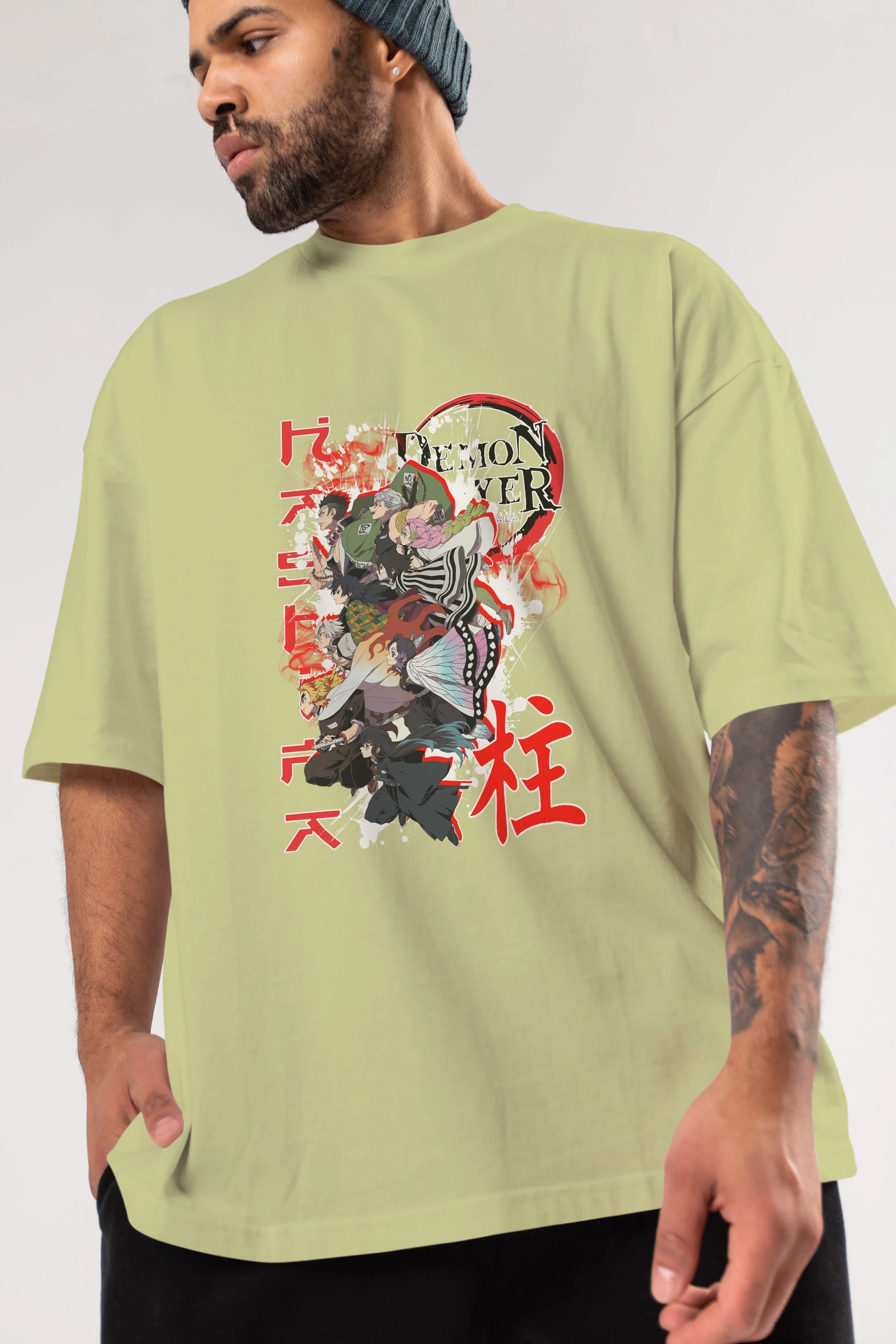 DEMON SLAYER SLAYERS Anime Ön Baskılı Oversize t-shirt %100 pamuk Erkek Kadın Unisex
