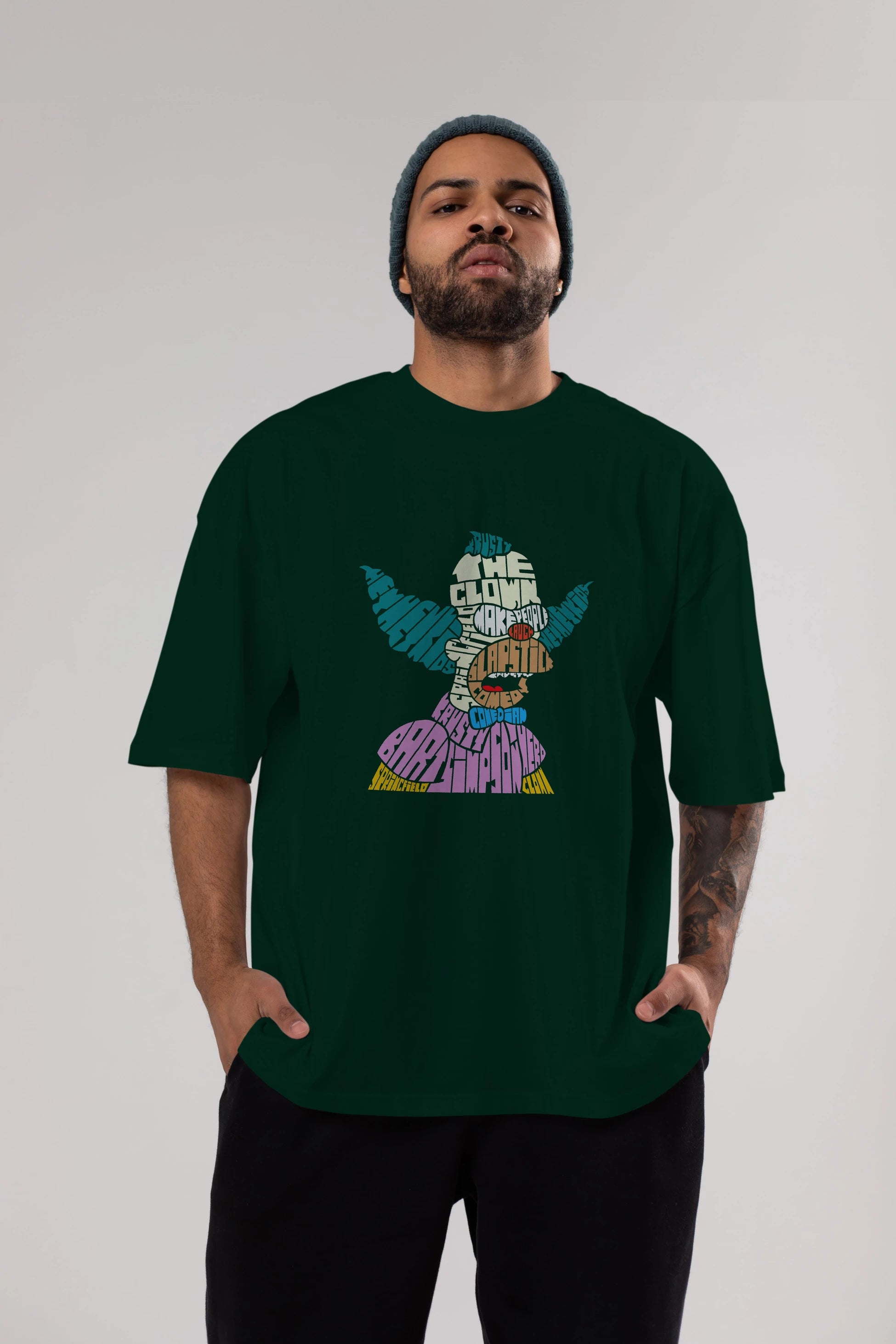 Krusty Clown Ön Baskılı Oversize t-shirt %100 pamuk Erkek Kadın Unisex
