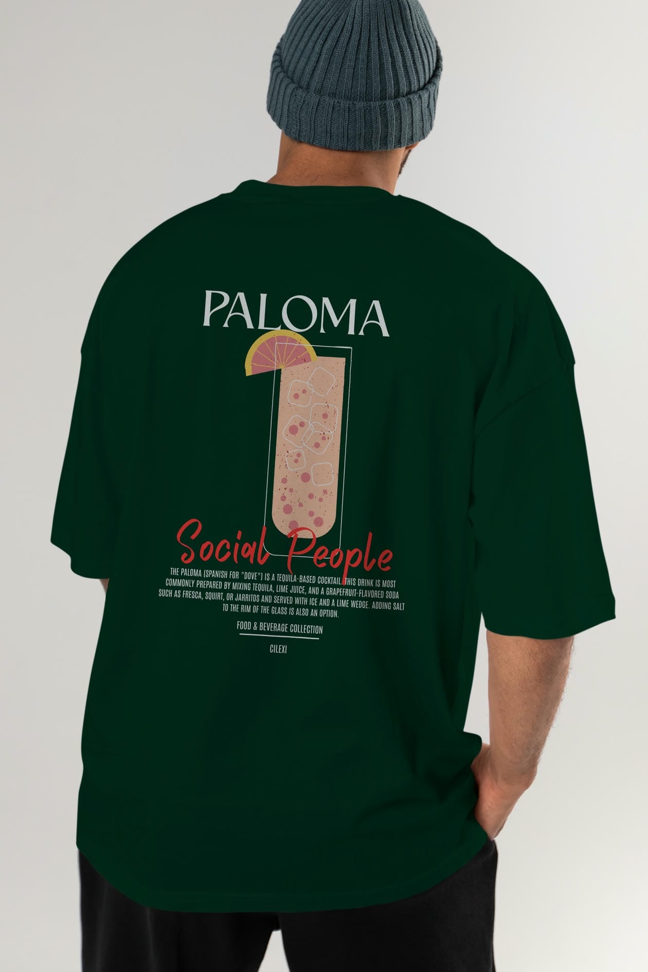 Paloma Kokteyl Serisi Baskılı Oversize t-shirt Erkek Kadın Unisex %100 Pamuk Bisiklet Yaka tişort