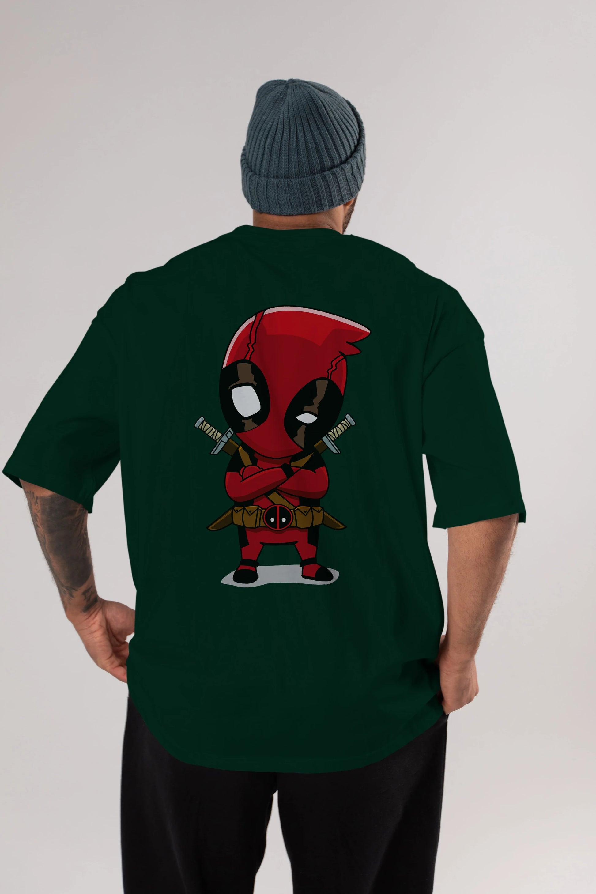 Deadpool (19) Arka Baskılı Oversize t-shirt Erkek Kadın Unisex %100 Pamuk Bisiklet Yaka tişort
