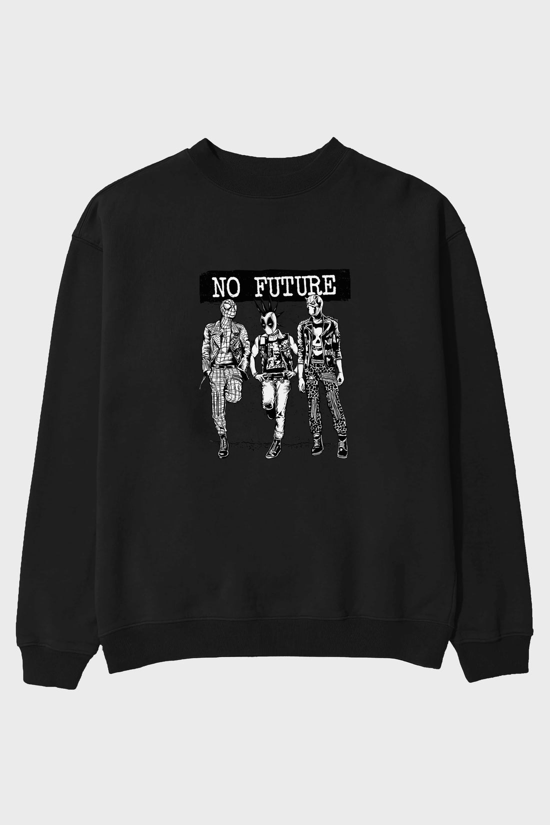 No Future Ön Baskılı Oversize Sweatshirt Erkek Kadın Unisex