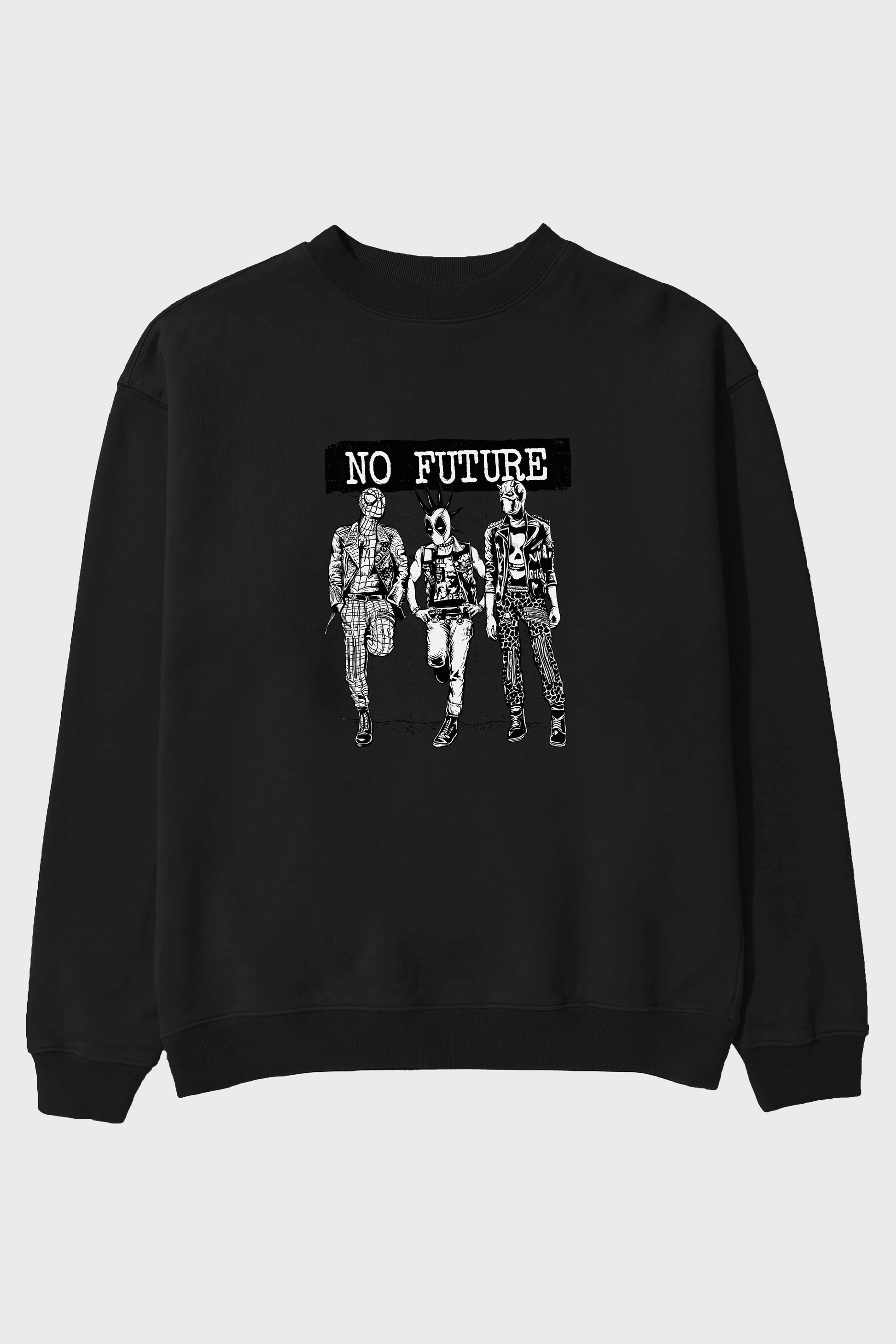 No Future Ön Baskılı Oversize Sweatshirt Erkek Kadın Unisex