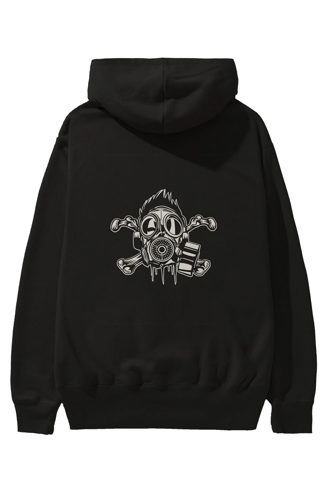 Cross Bones Gasmask Arka Baskılı Hoodie Oversize Kapüşonlu Sweatshirt Erkek Kadın Unisex