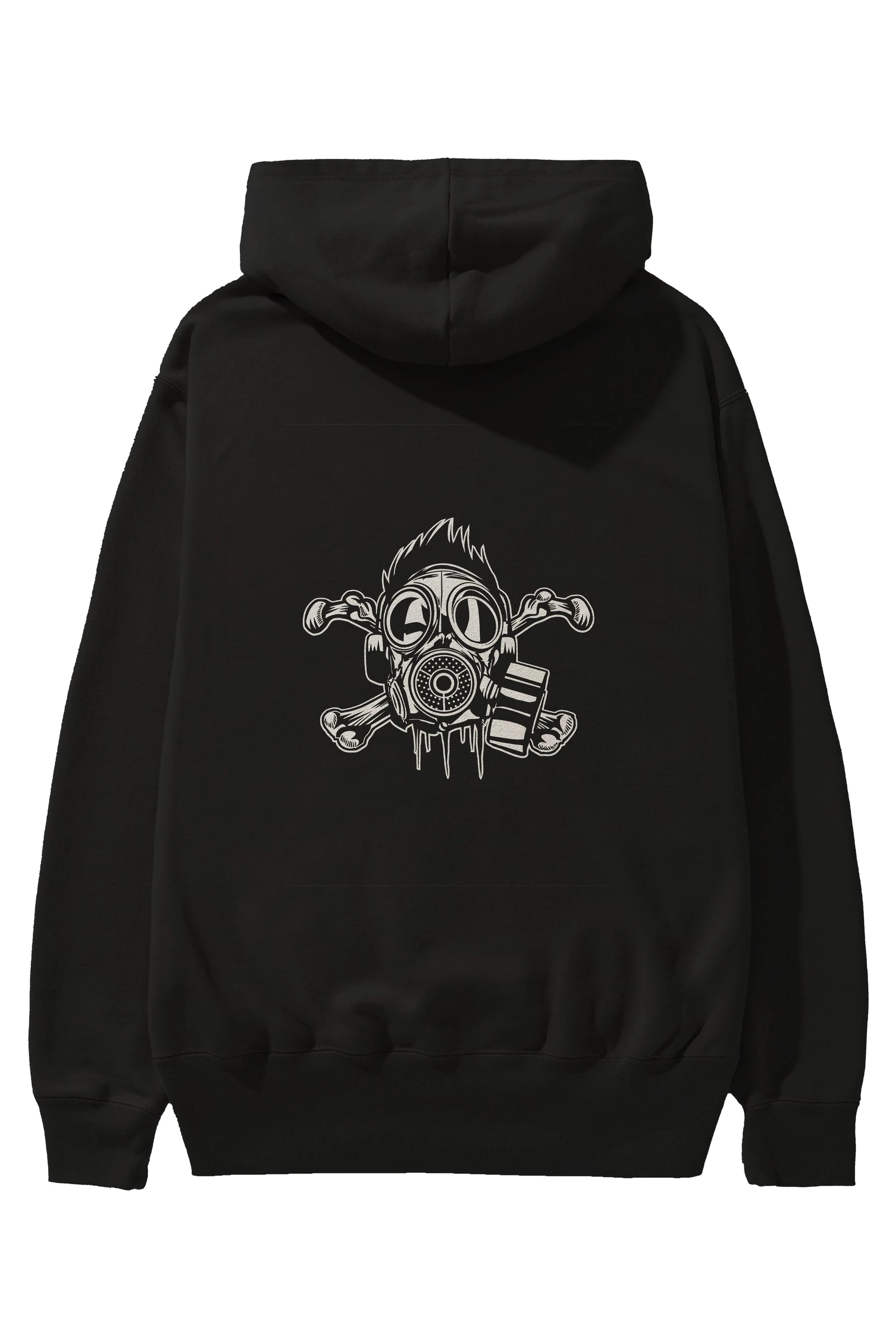 Cross Bones Gasmask Arka Baskılı Hoodie Oversize Kapüşonlu Sweatshirt Erkek Kadın Unisex