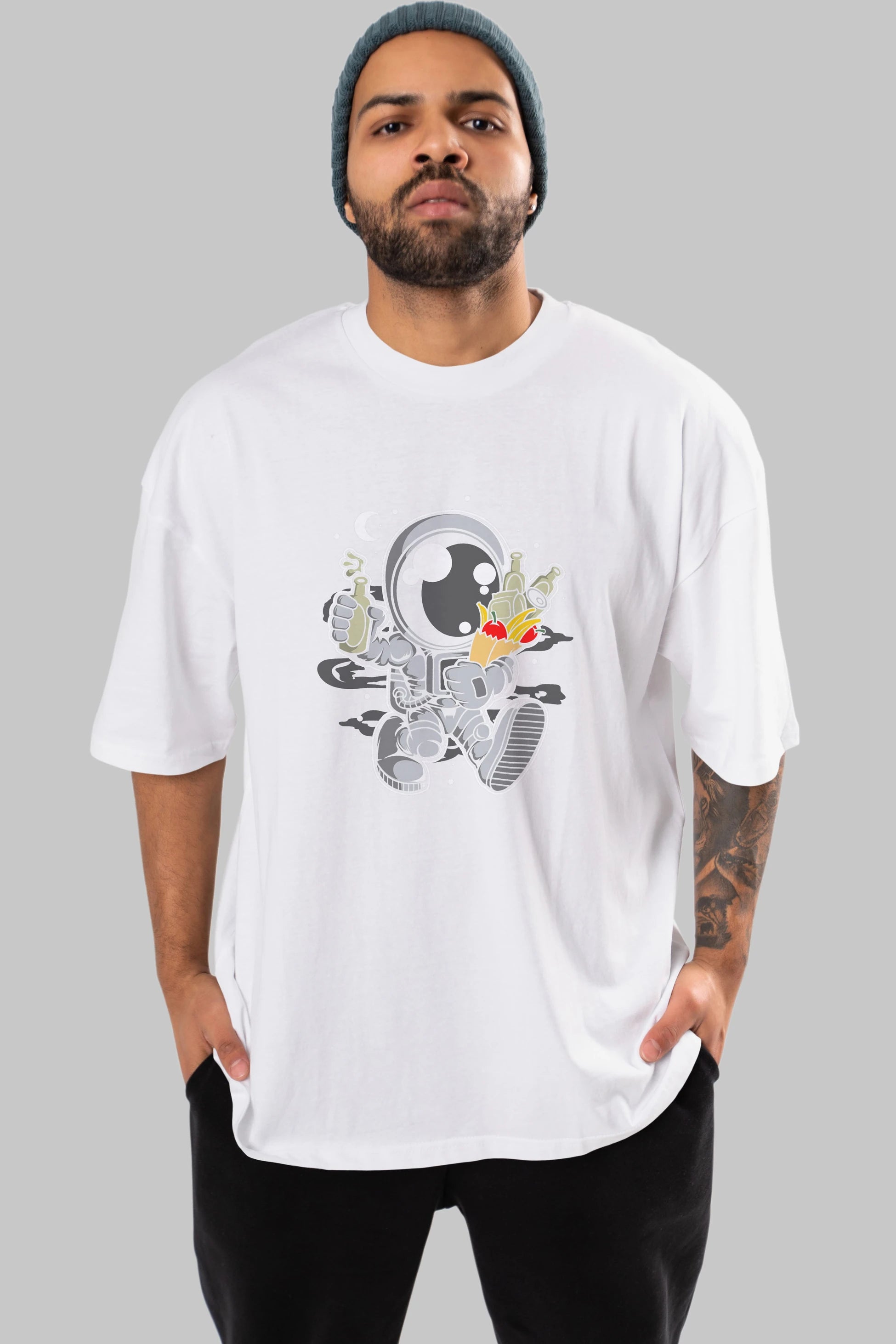 Astronaut Grochery Ön Baskılı Oversize t-shirt Erkek Kadın Unisex