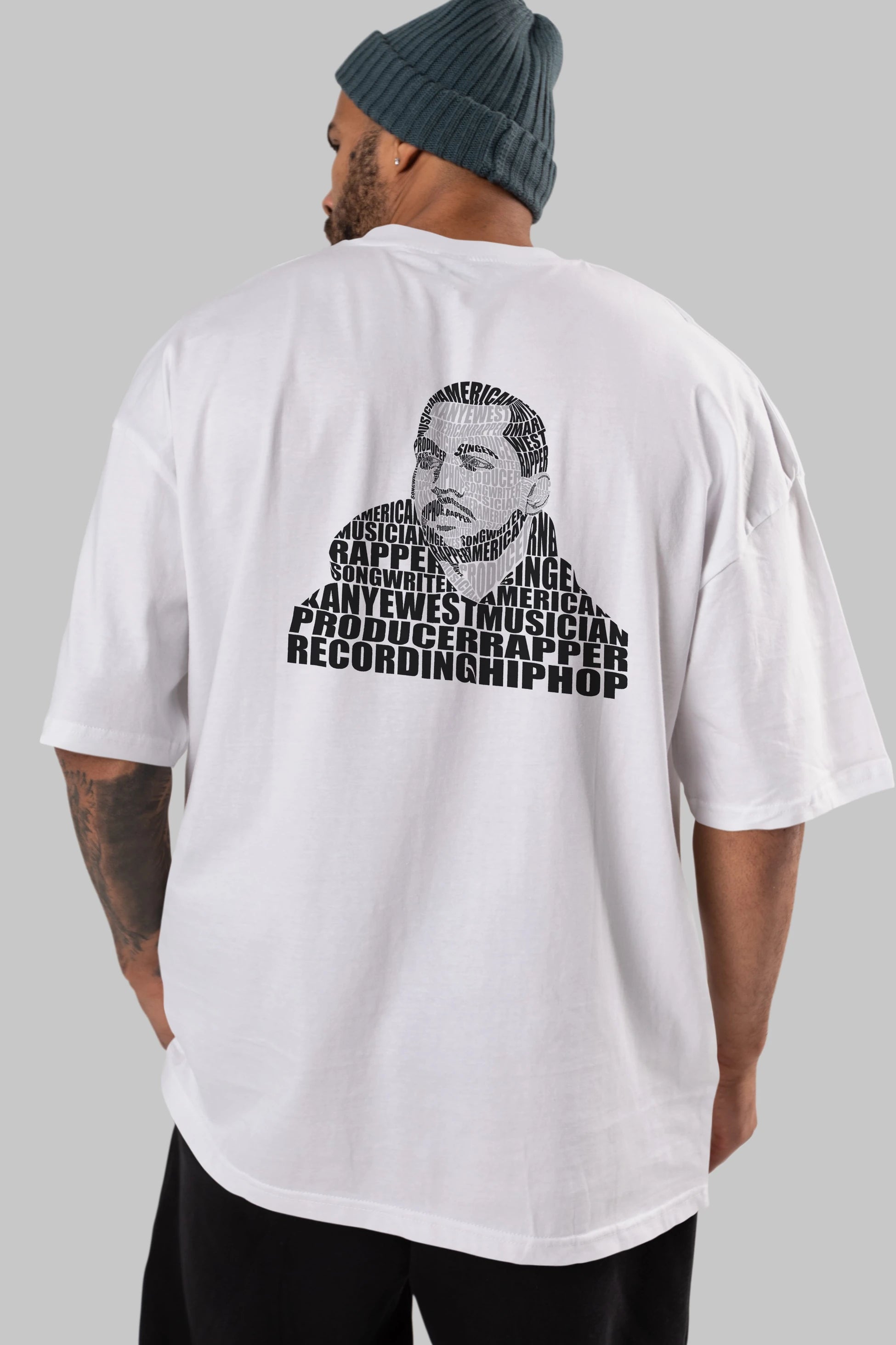 Kanye West Calligram Arka Baskılı Oversize t-shirt %100 pamuk Erkek Kadın Unisex
