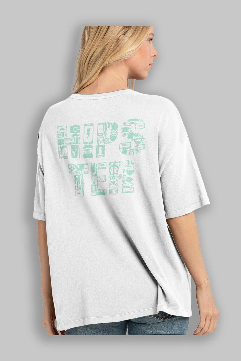 HIPSTER Arka Baskılı Oversize t-shirt %100 pamuk Erkek Kadın Unisex
