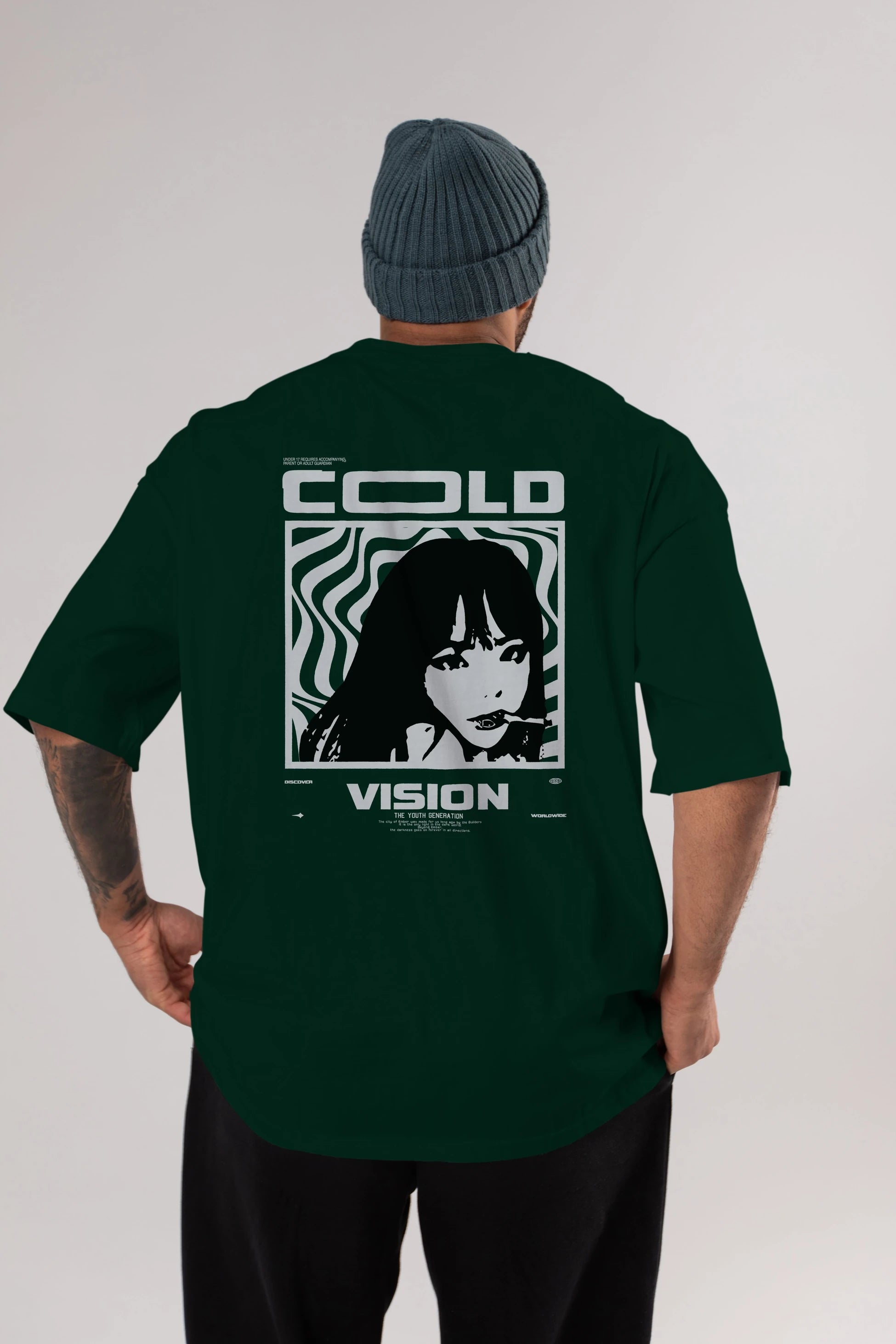 Cold Vision Arka Baskılı Oversize t-shirt Erkek Kadın Unisex