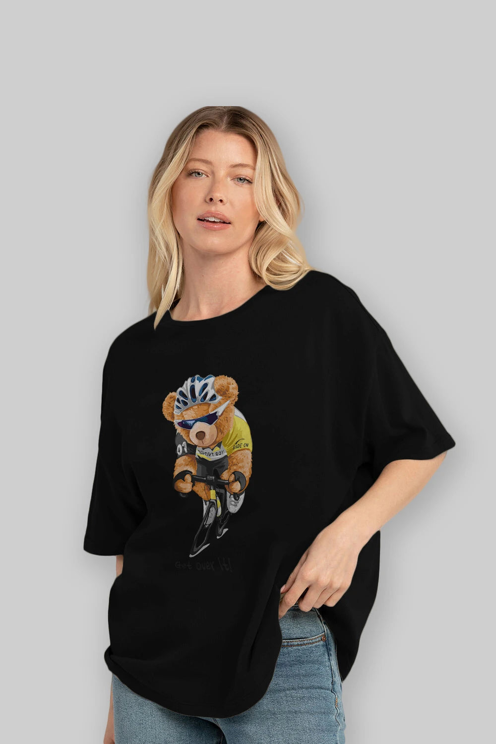 Teddy Bear Sport Boy Ön Baskılı Oversize t-shirt Erkek Kadın Unisex %100 Pamuk