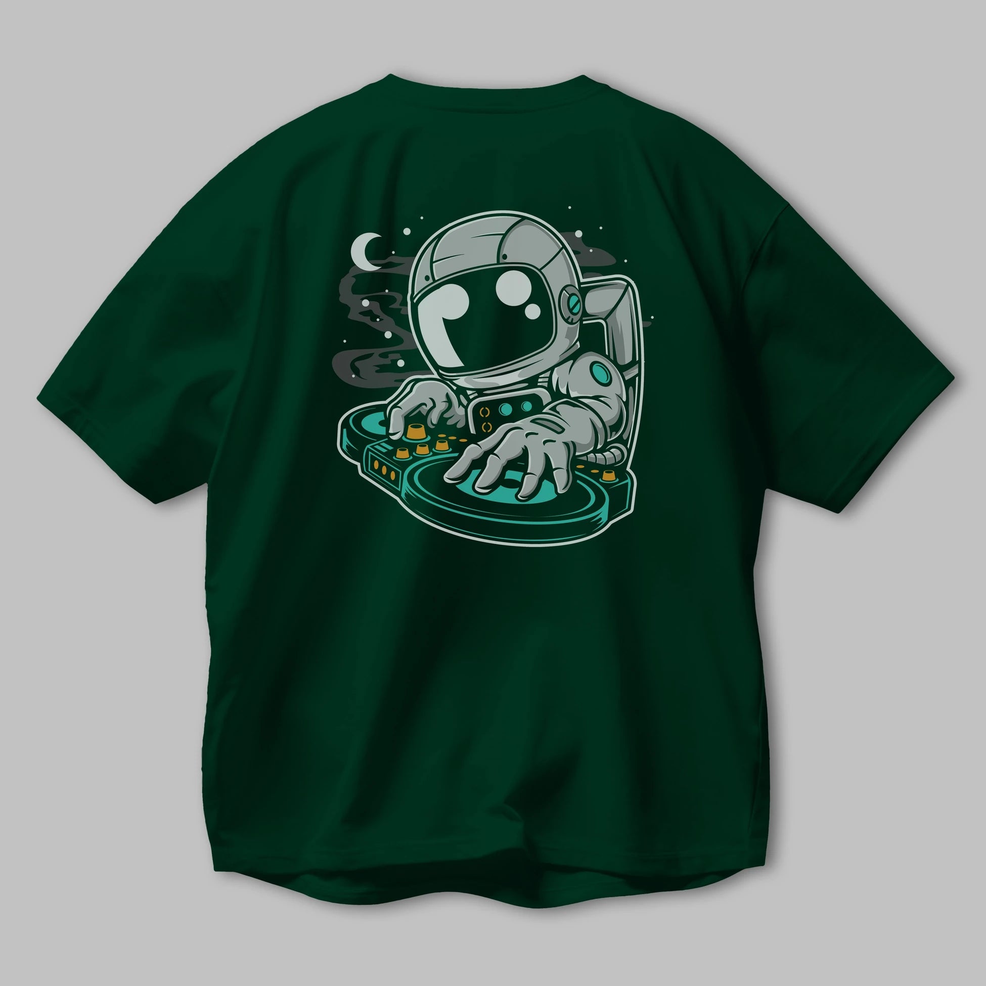 Astronaut DJ Arka Baskılı Oversize t-shirt Erkek Kadın Unisex