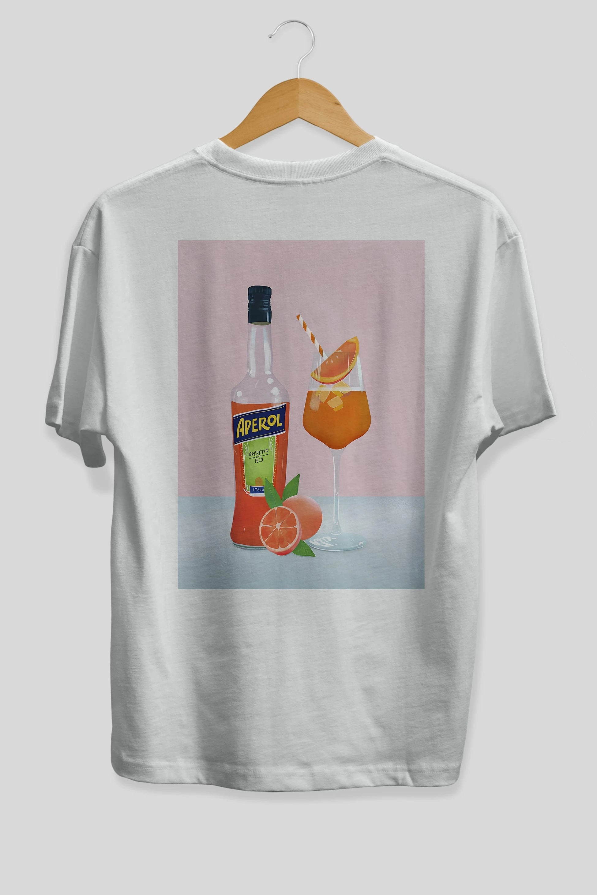 Aperol Spritz 3 Arka Baskılı Oversize t-shirt Erkek Kadın Unisex %100 Pamuk Bisiklet Yaka tişort