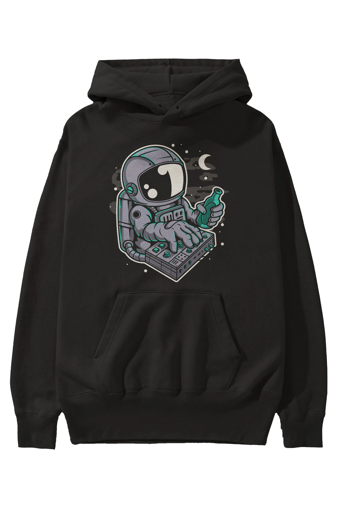 Astronaut Synth Ön Baskılı Hoodie Oversize Kapüşonlu Sweatshirt Erkek Kadın Unisex