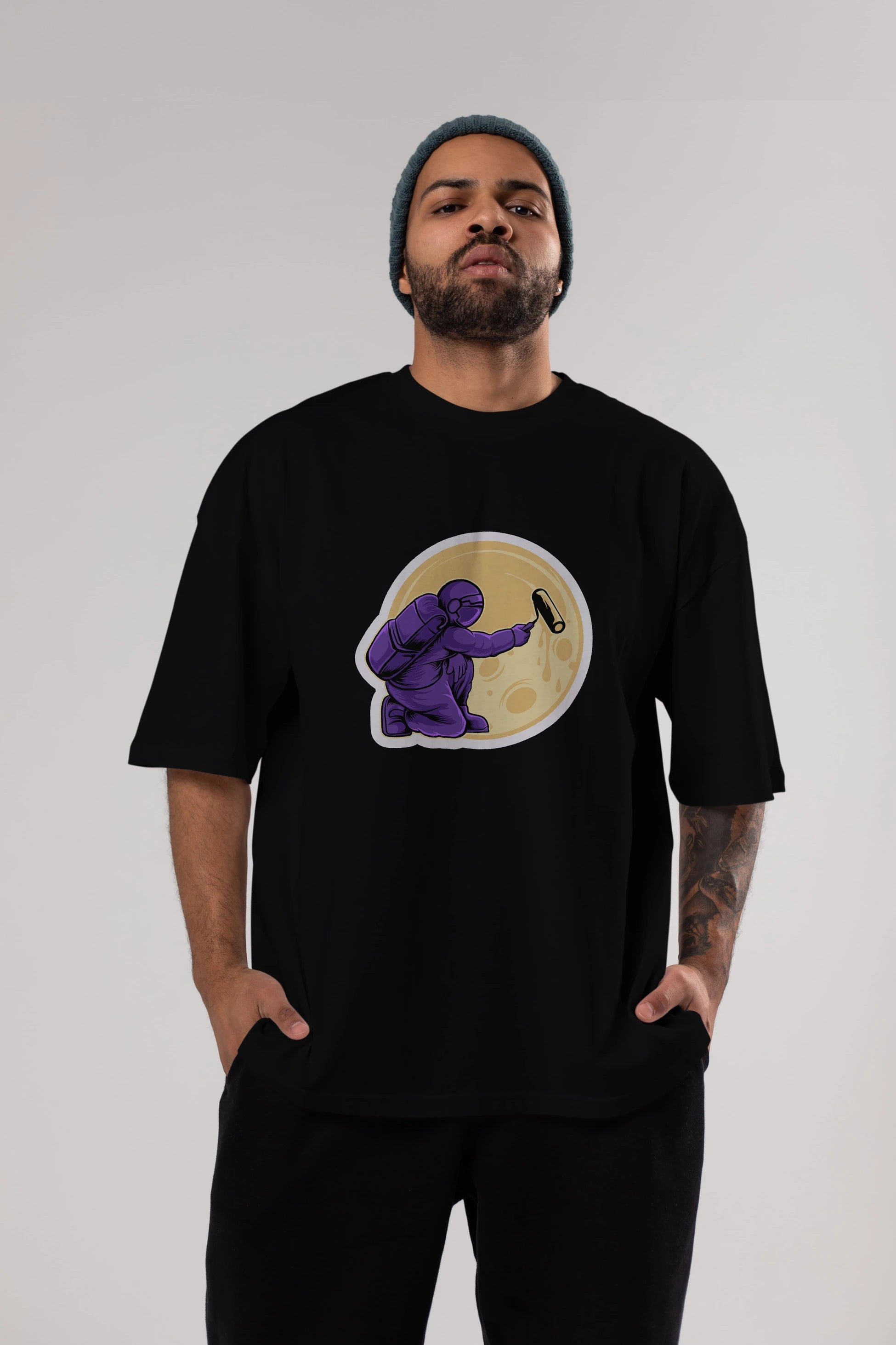 Astropaint Sticker Ön Baskılı Oversize t-shirt Erkek Kadın Unisex
