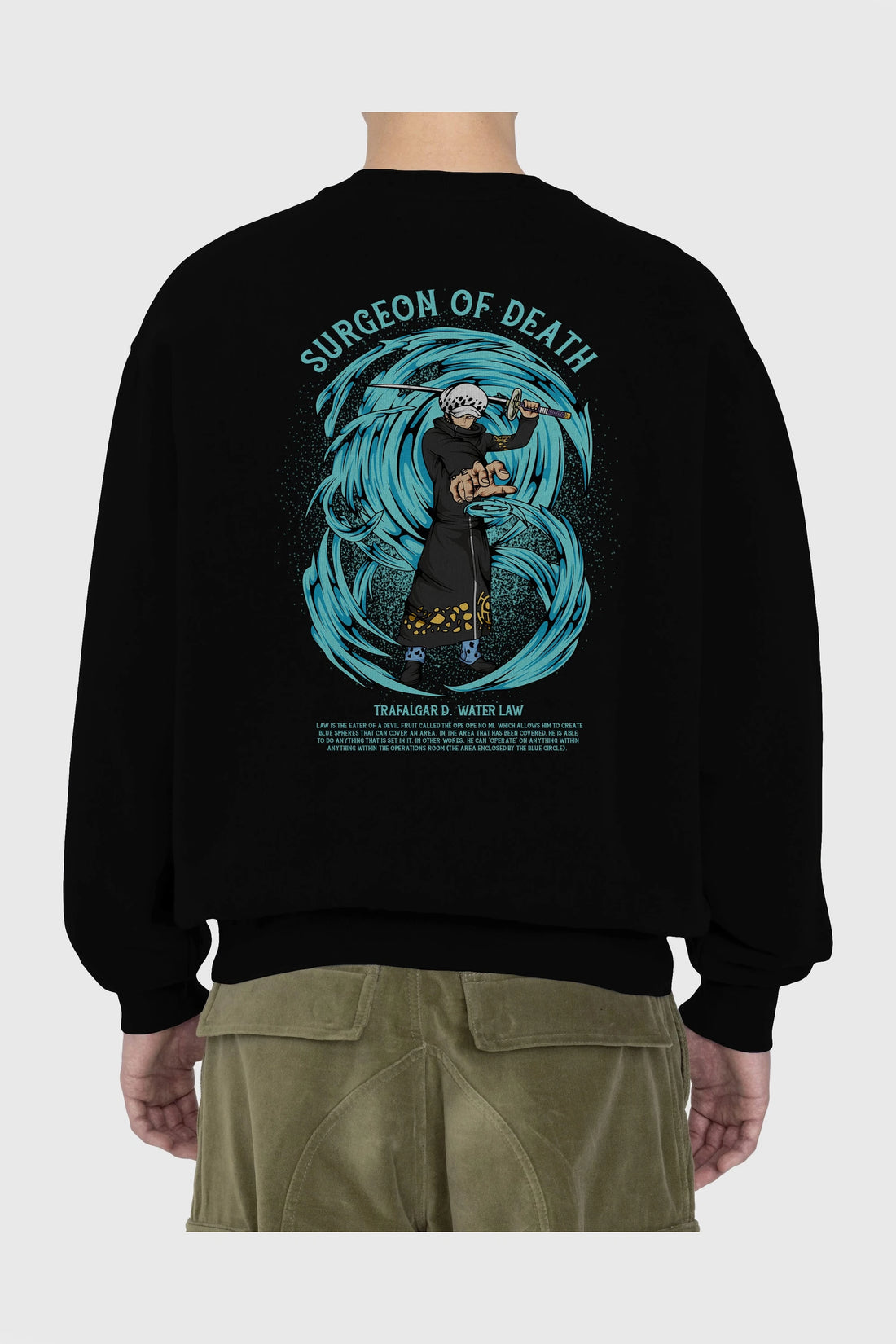 Trafalgad D. Water Law Anime Arka Baskılı Oversize Sweatshirt Erkek Kadın Unisex