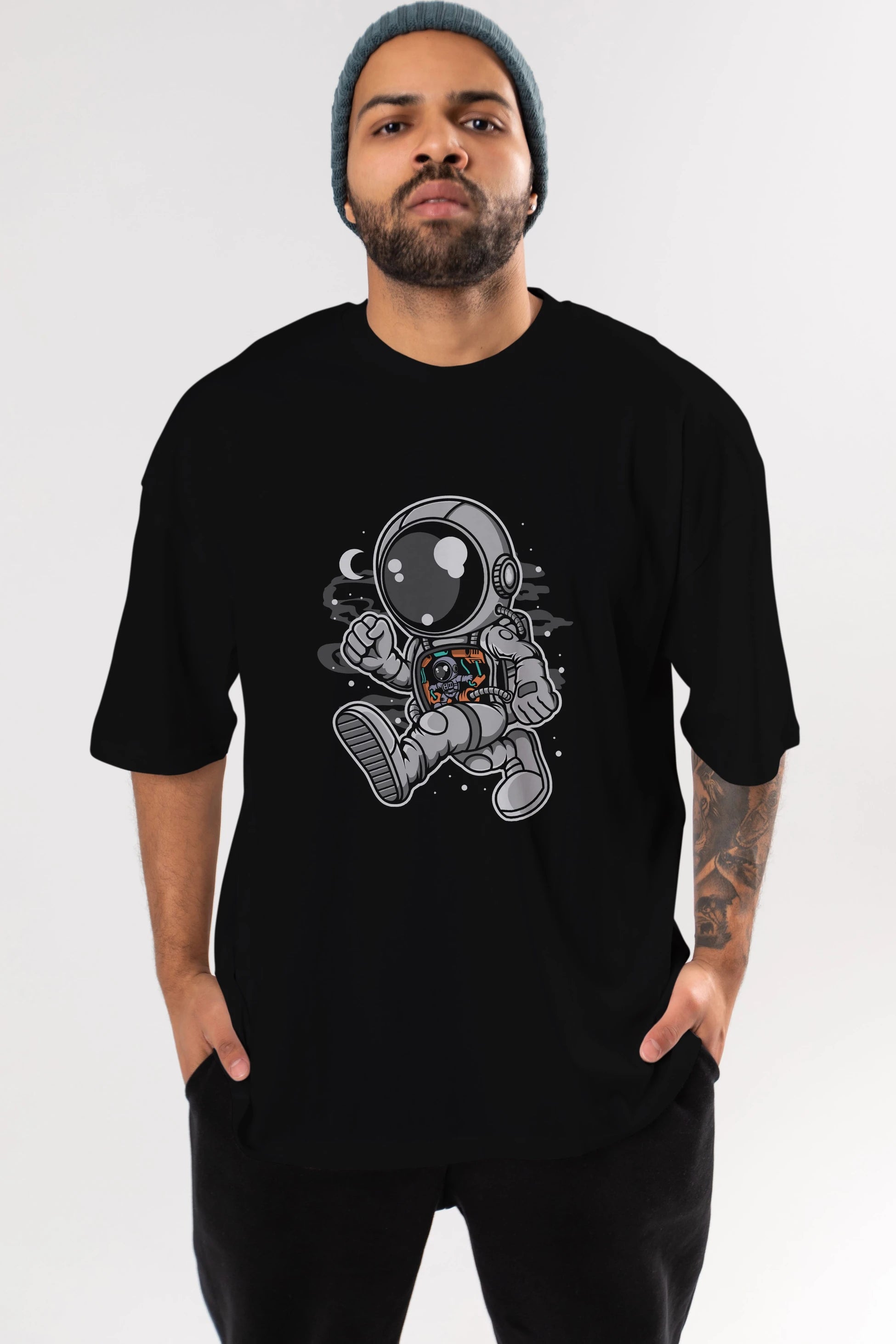 Astronaut Robotic Machine Ön Baskılı Oversize t-shirt Erkek Kadın Unisex