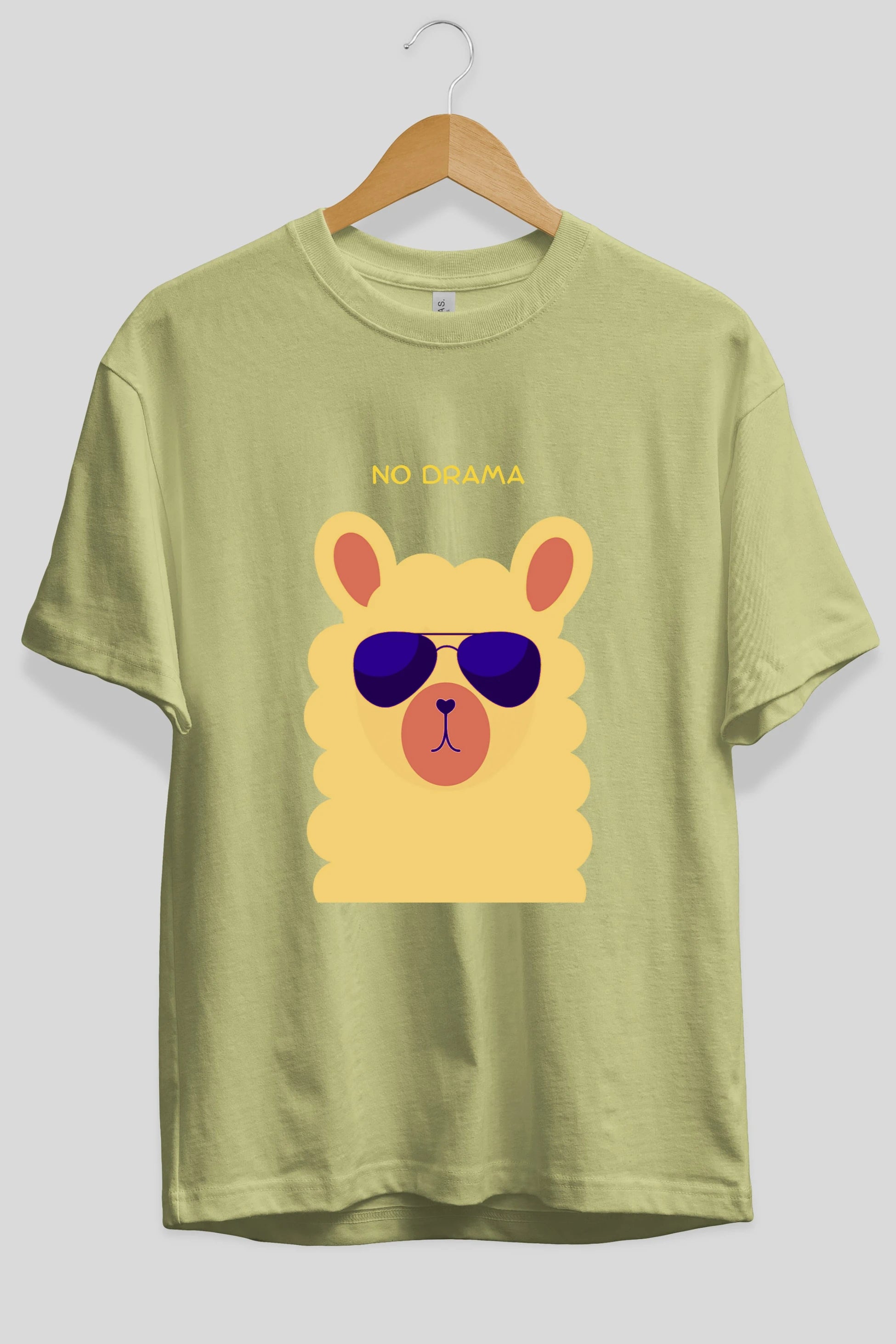No Drama Yazılı Lama Ön Baskılı Oversize t-shirt Erkek Kadın Unisex