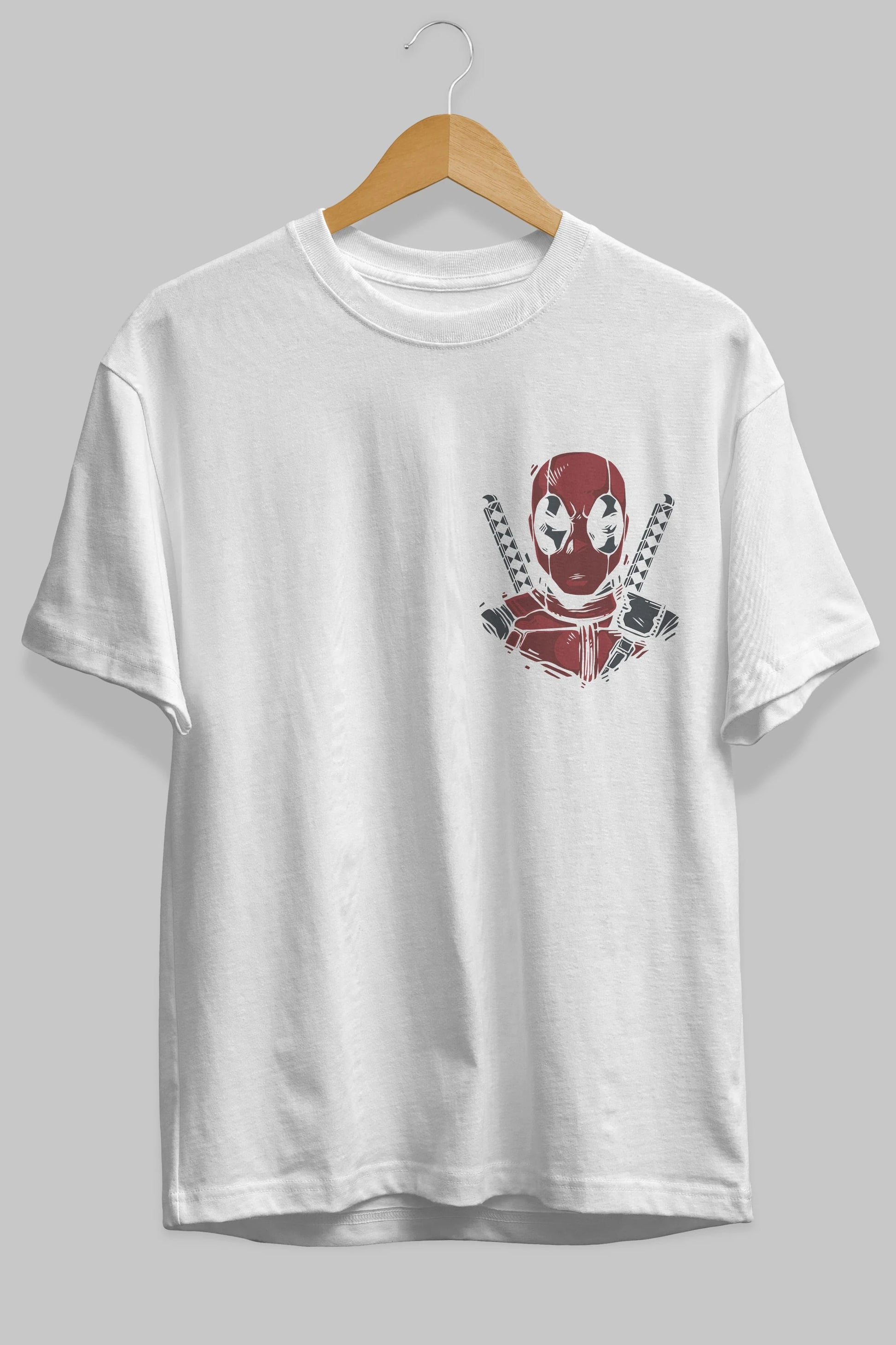 Deadpool (4) Ön Sol Baskılı Oversize t-shirt Erkek Kadın Unisex %100 Pamuk Bisiklet Yaka tişort