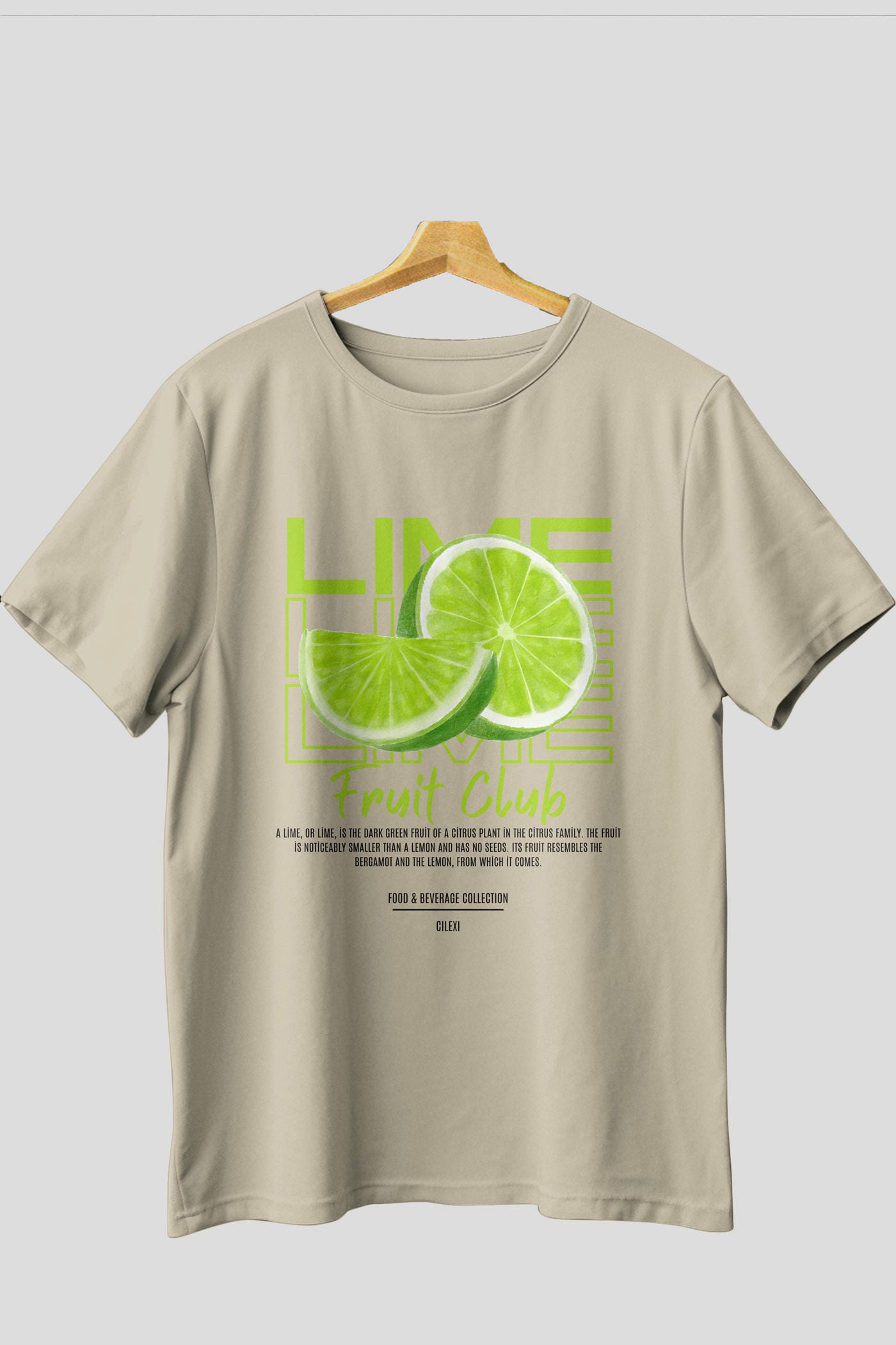 Lime Ön Baskılı Oversize t-shirt Erkek Kadın Pamuk Bisiklet Yaka tişort
