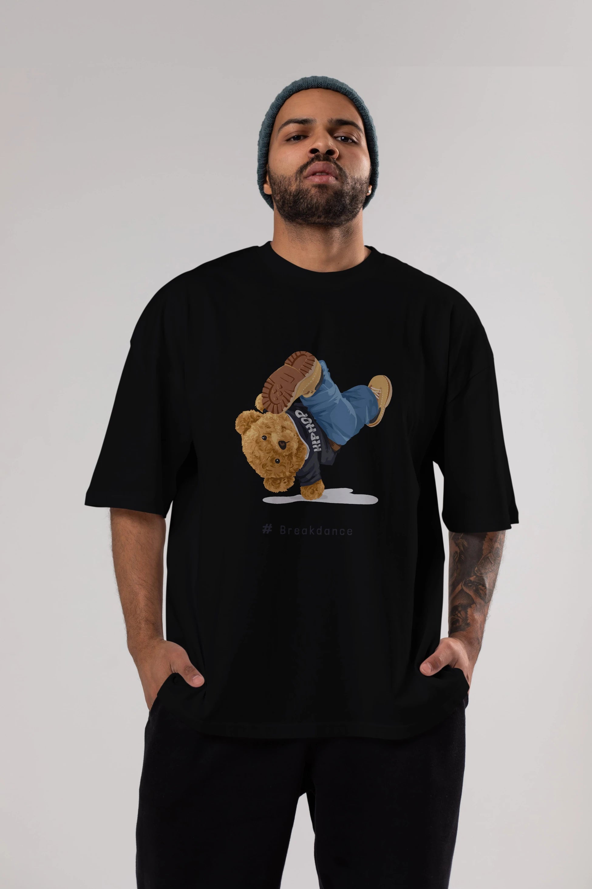 Teddy Bear Breakdance Ön Baskılı Oversize t-shirt Erkek Kadın Unisex %100 Pamuk