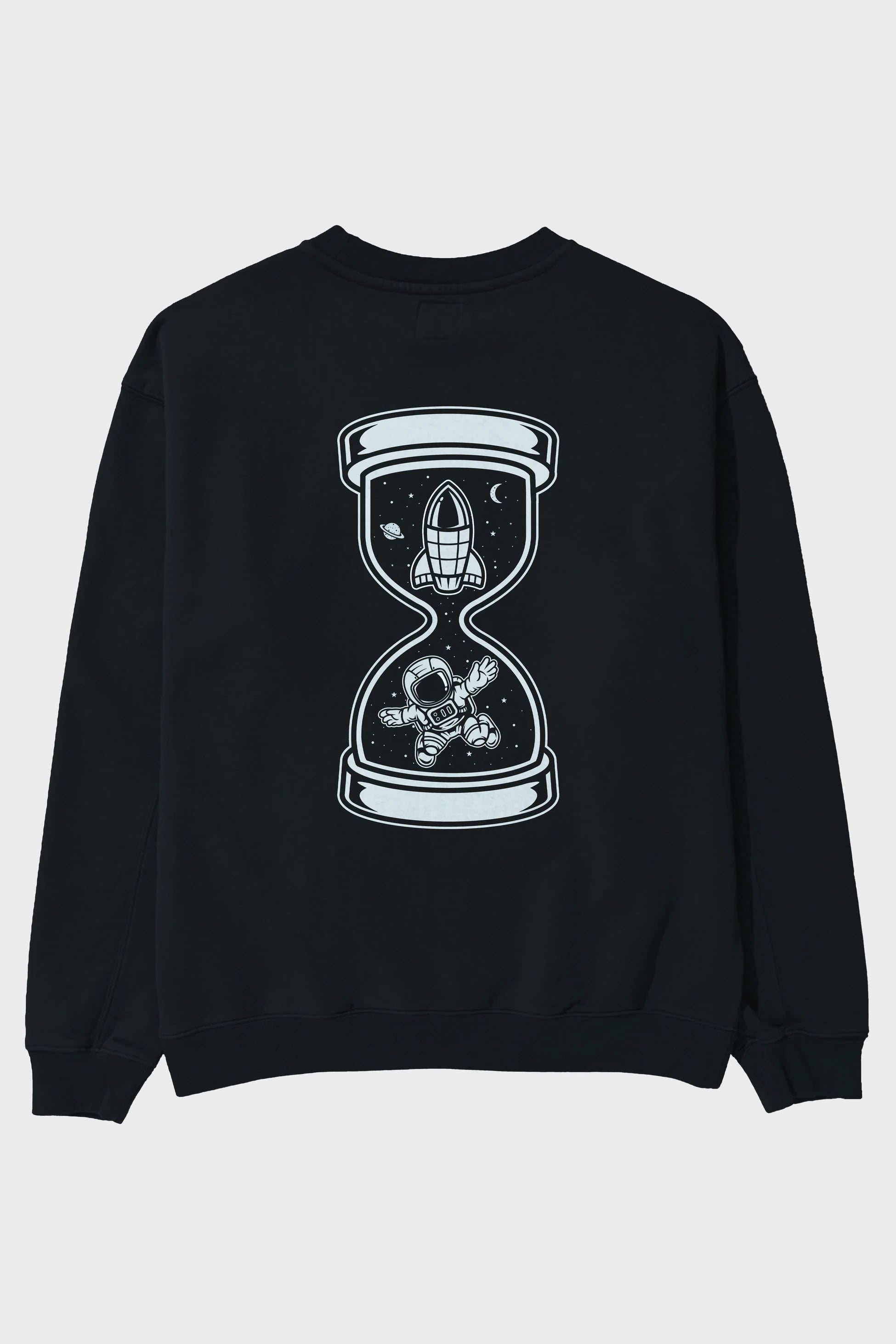 Astronaut Time Arka Baskılı Oversize Sweatshirt Erkek Kadın Unisex