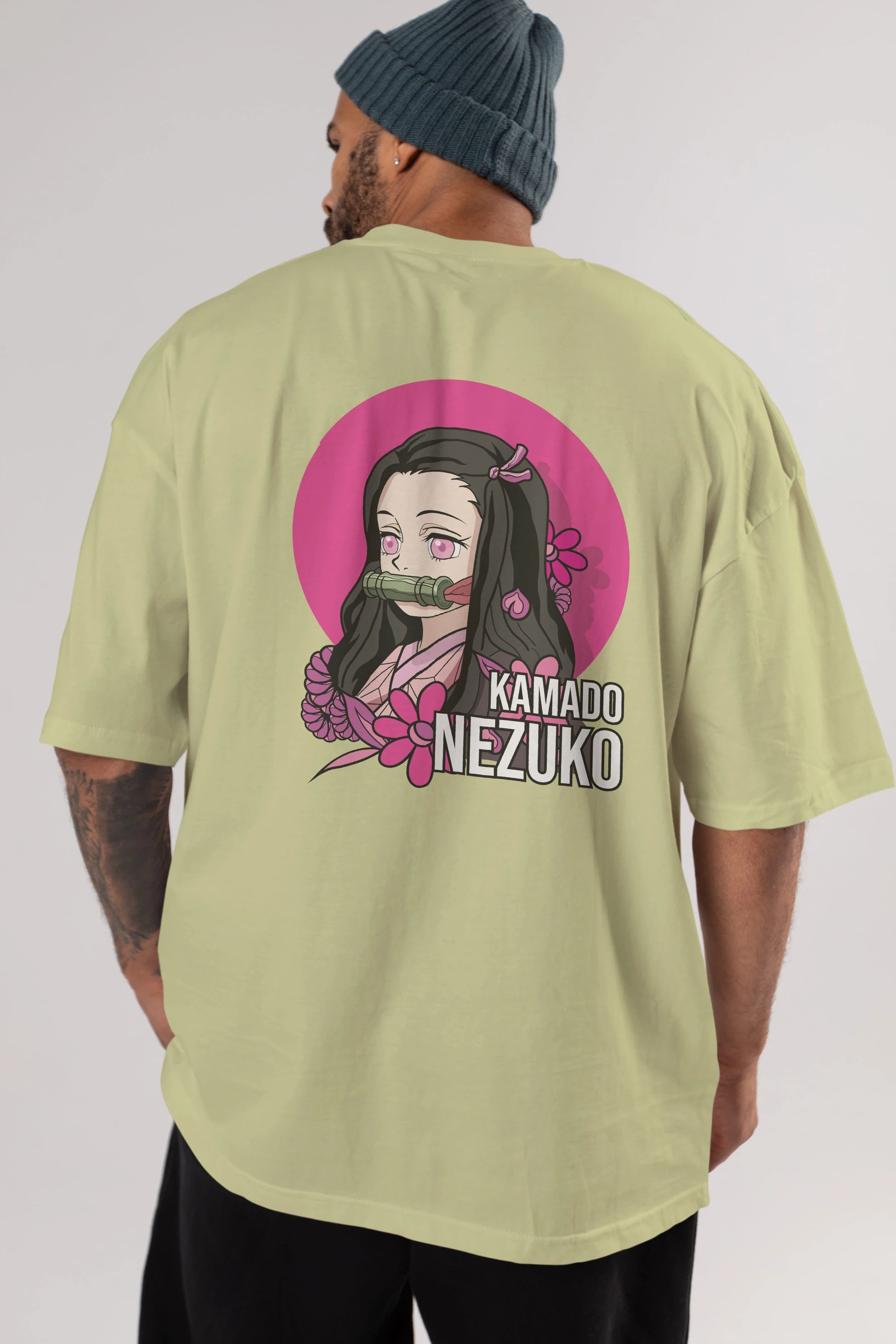 Nezuko Kamado 2 Anime Arka Baskılı Oversize t-shirt Erkek Kadın Unisex