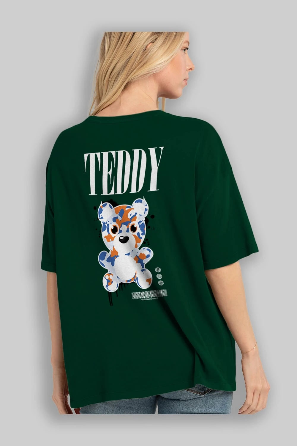Teddy Bear Streetwear Arka Baskılı Oversize t-shirt Erkek Kadın Unisex