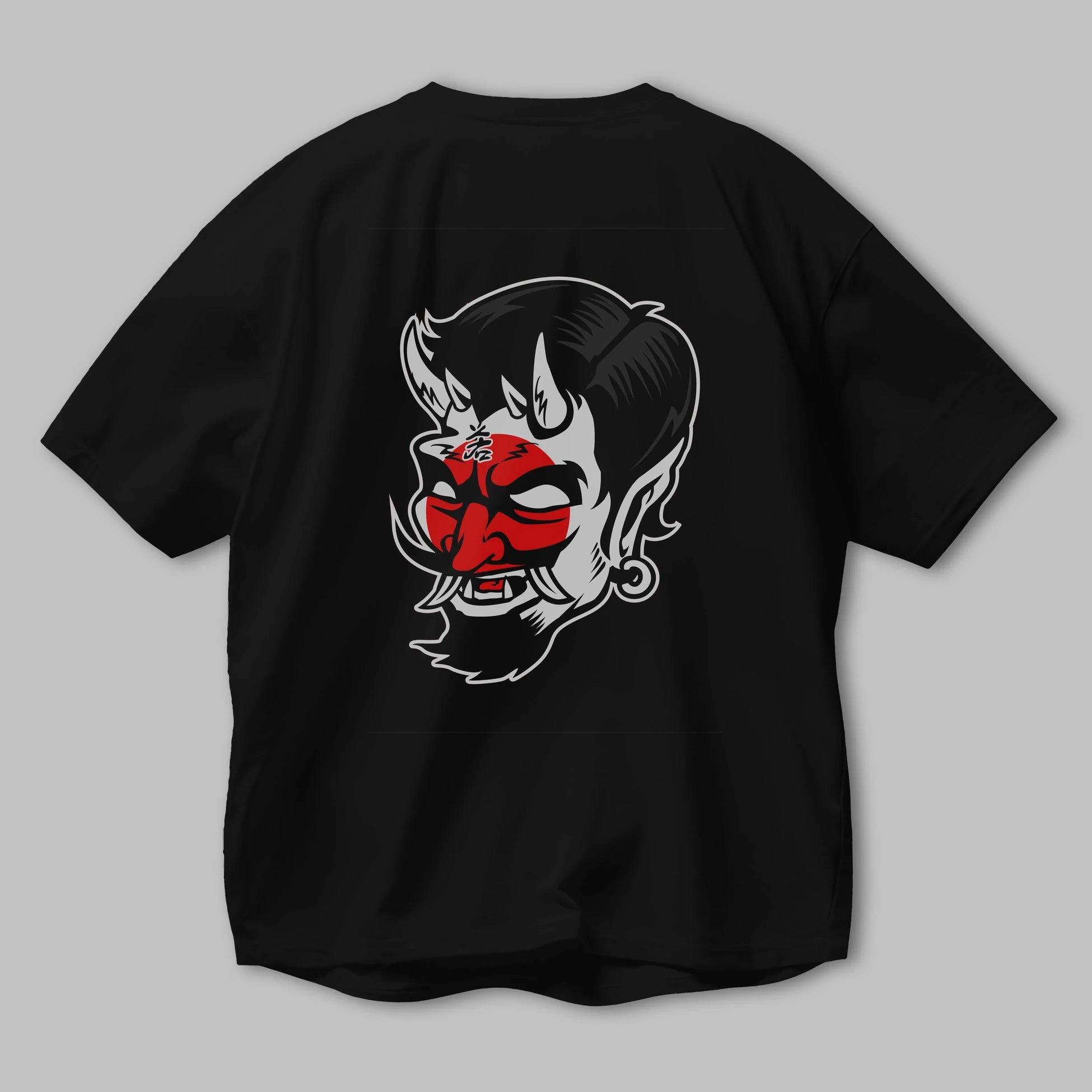 Japanese Devil Arka Baskılı Oversize t-shirt Erkek Kadın Unisex %100 Pamuk tişort