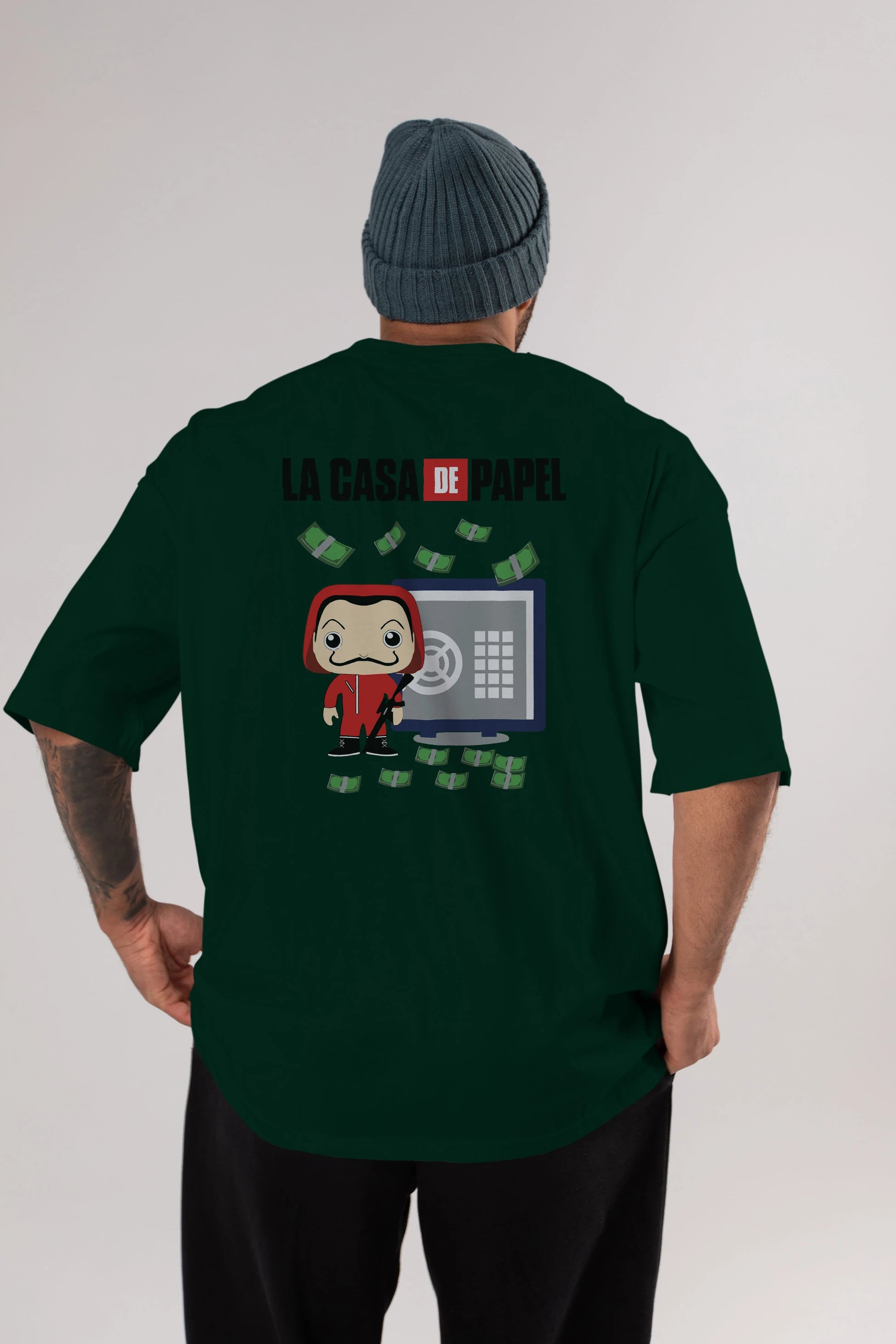 La Casa De Papel (4) Arka Baskılı Oversize t-shirt Erkek Kadın Unisex %100 Pamuk Bisiklet Yaka tişort