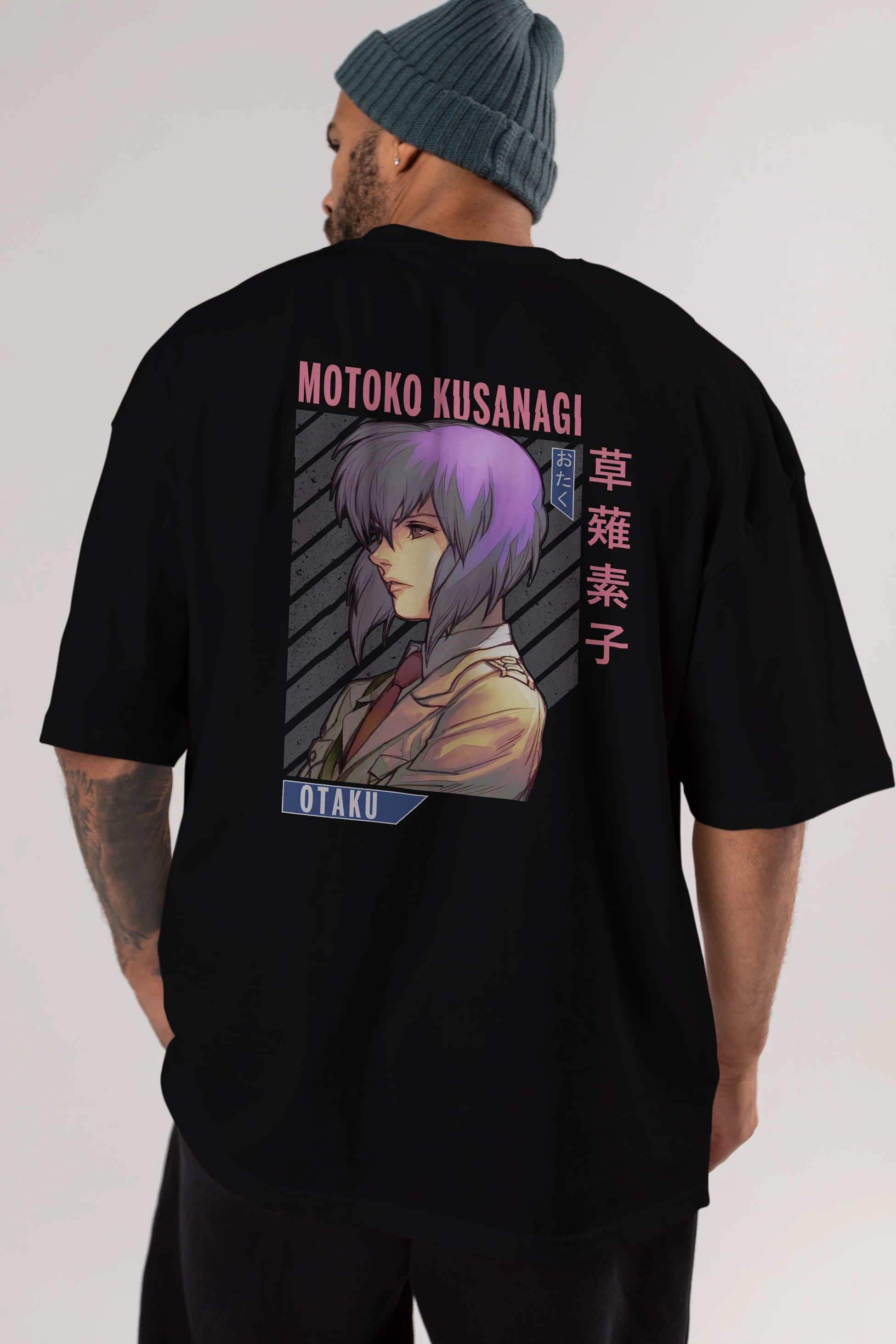 Motoko Kusanagi 4 Anime Arka Baskılı Oversize t-shirt Erkek Kadın Unisex