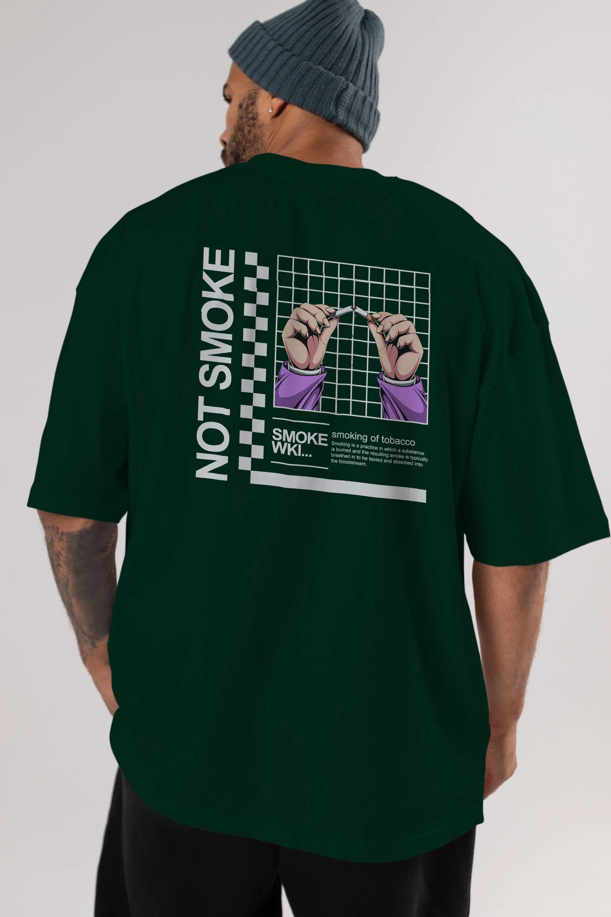 Not Smoke Arka Baskılı Oversize t-shirt Erkek Kadın Unisex