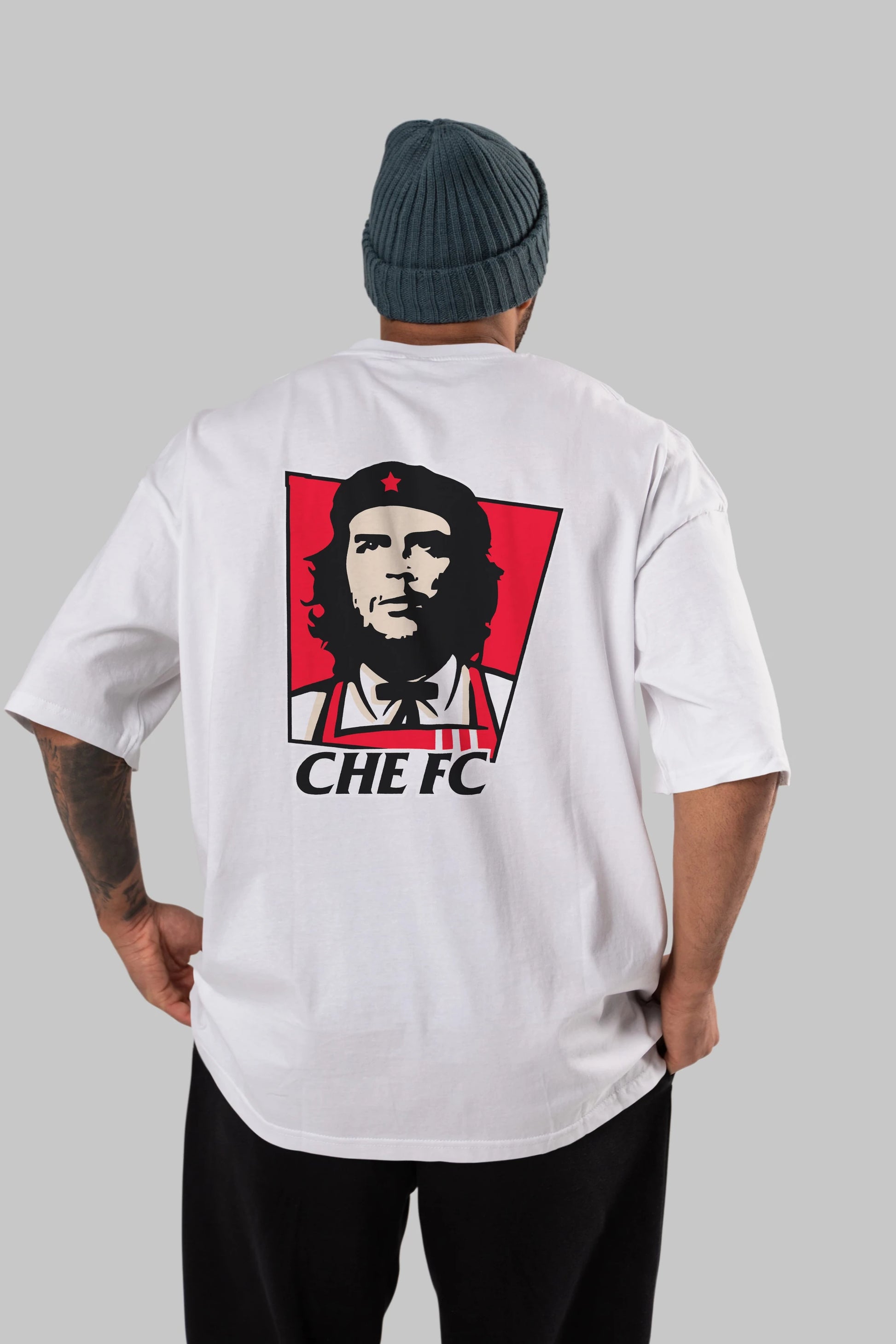 Che FC Arka Baskılı Oversize t-shirt Erkek Kadın Unisex %100 Pamuk Bisiklet Yaka tişort