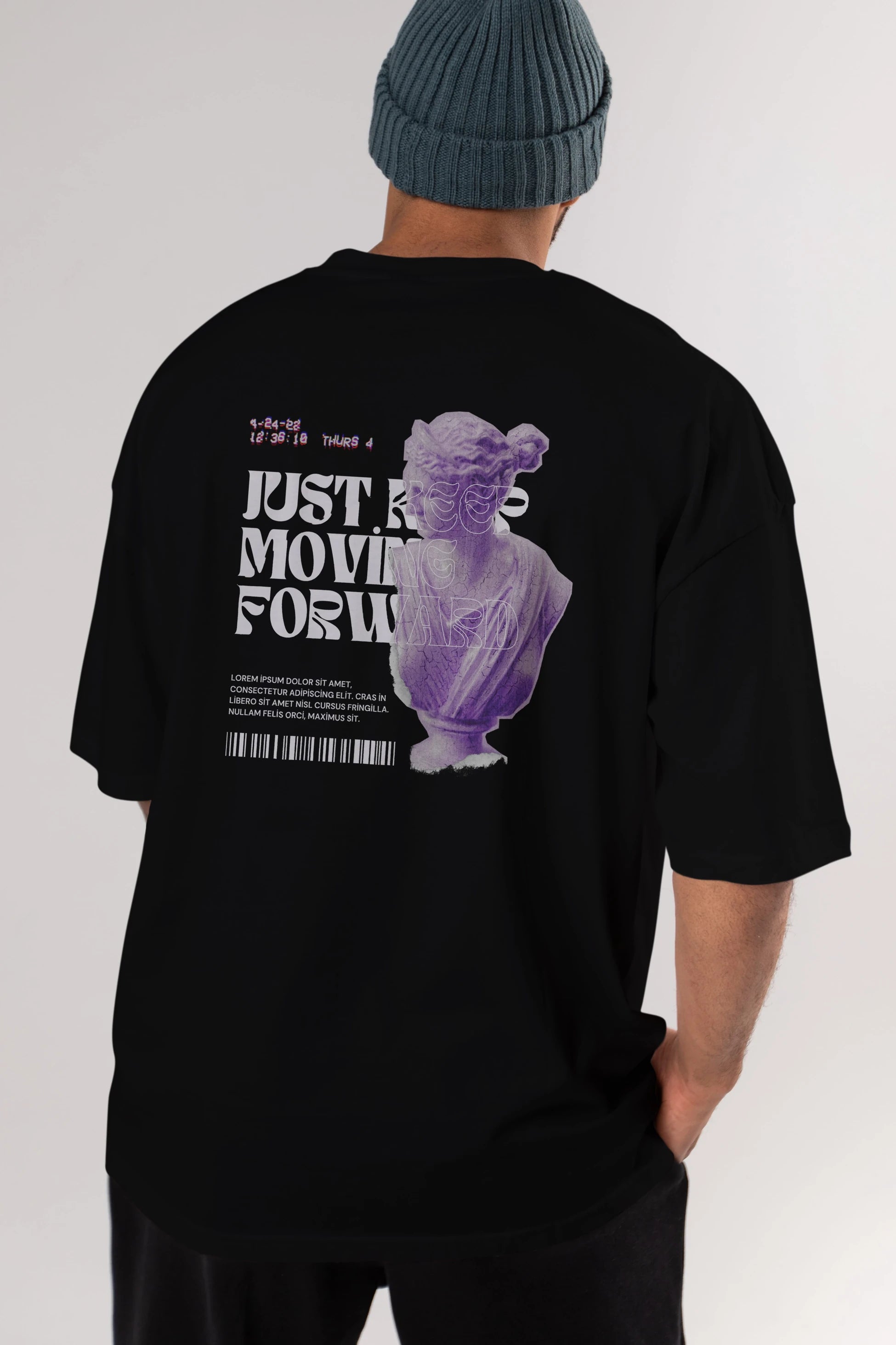 Just Keep Moving Forward Yazılı Arka Baskılı Oversize t-shirt Erkek Kadın Unisex