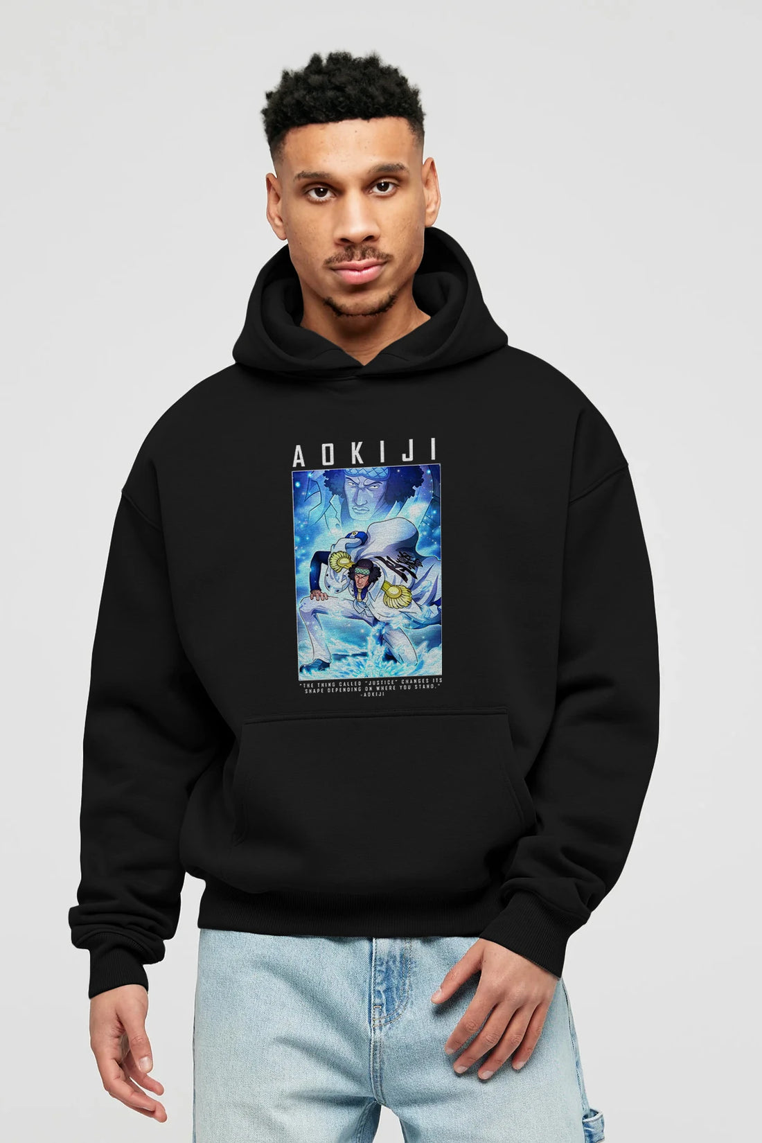 Kuzan Anime Ön Baskılı Hoodie Oversize Kapüşonlu Sweatshirt Erkek Kadın Unisex