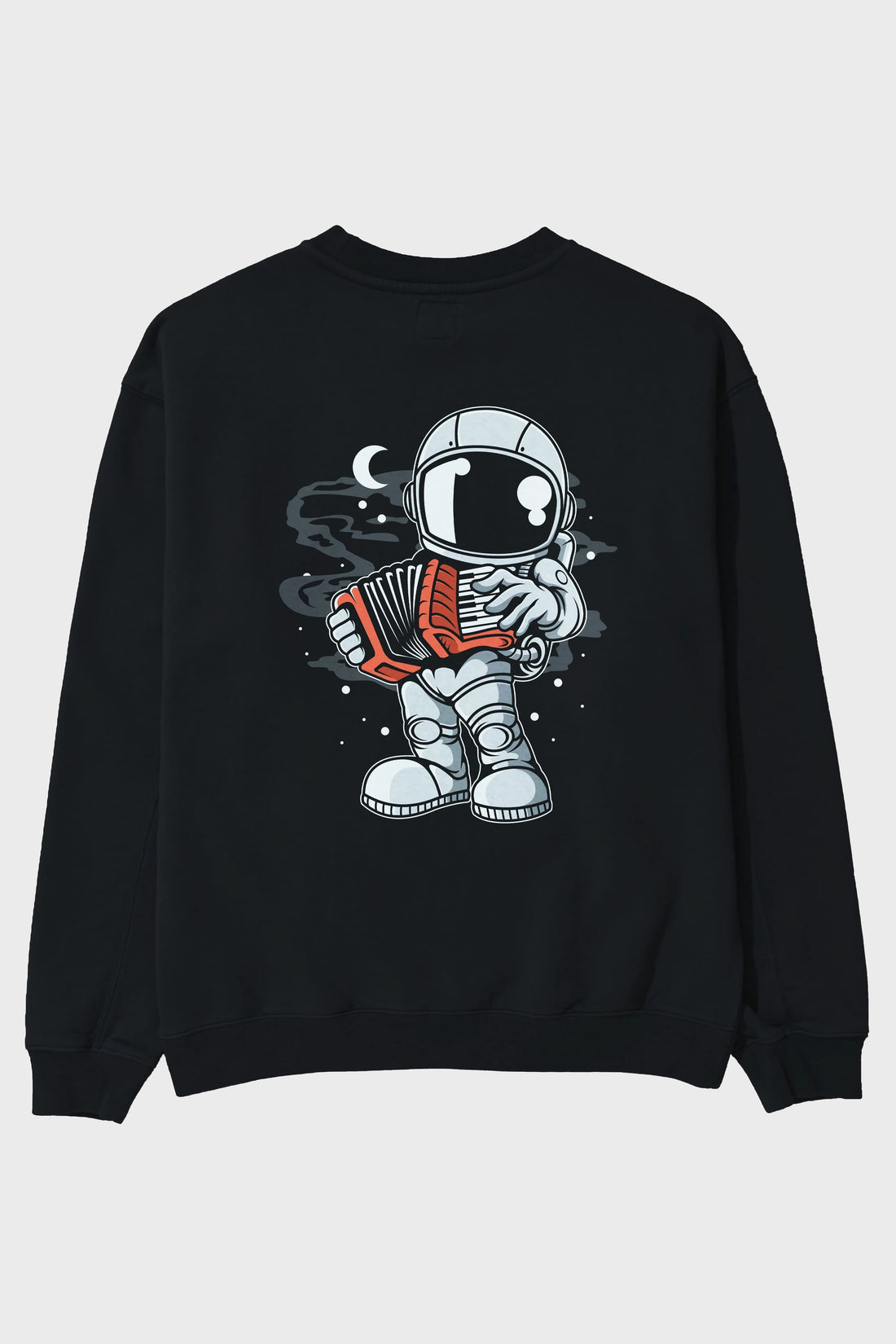 Astronaut Accordion Arka Baskılı Oversize Sweatshirt Erkek Kadın Unisex