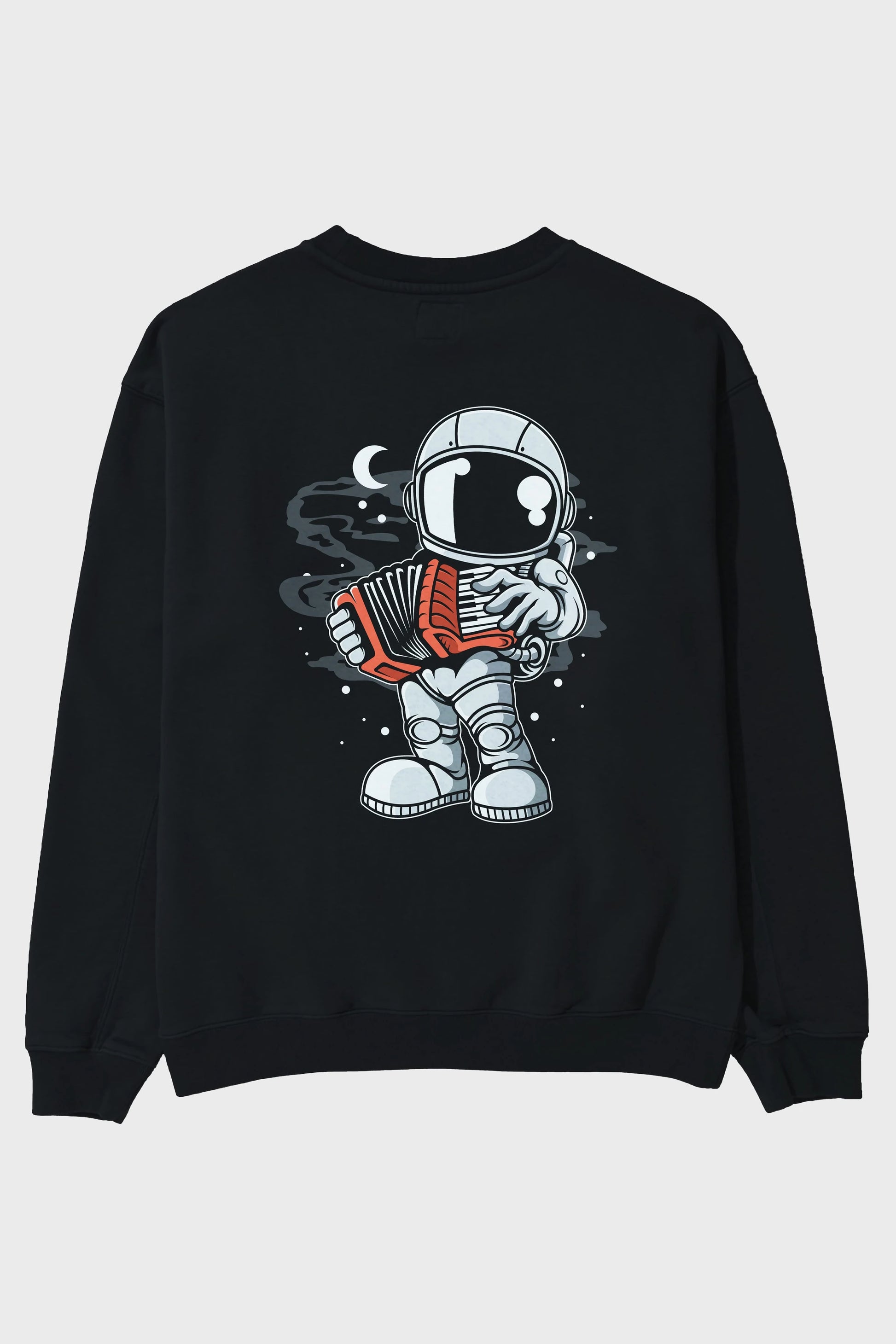 Astronaut Accordion Arka Baskılı Oversize Sweatshirt Erkek Kadın Unisex