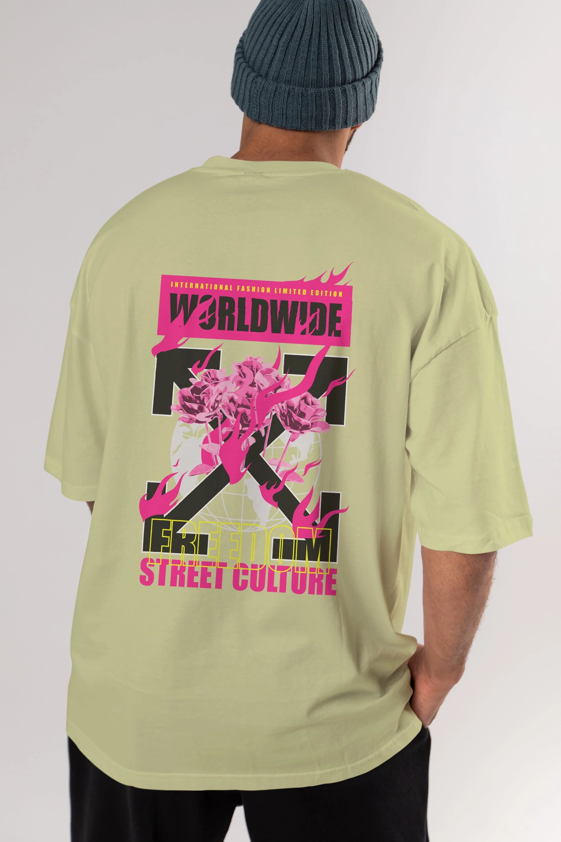 Freedom Street Culture Arka Baskılı Oversize t-shirt Erkek Kadın Unisex