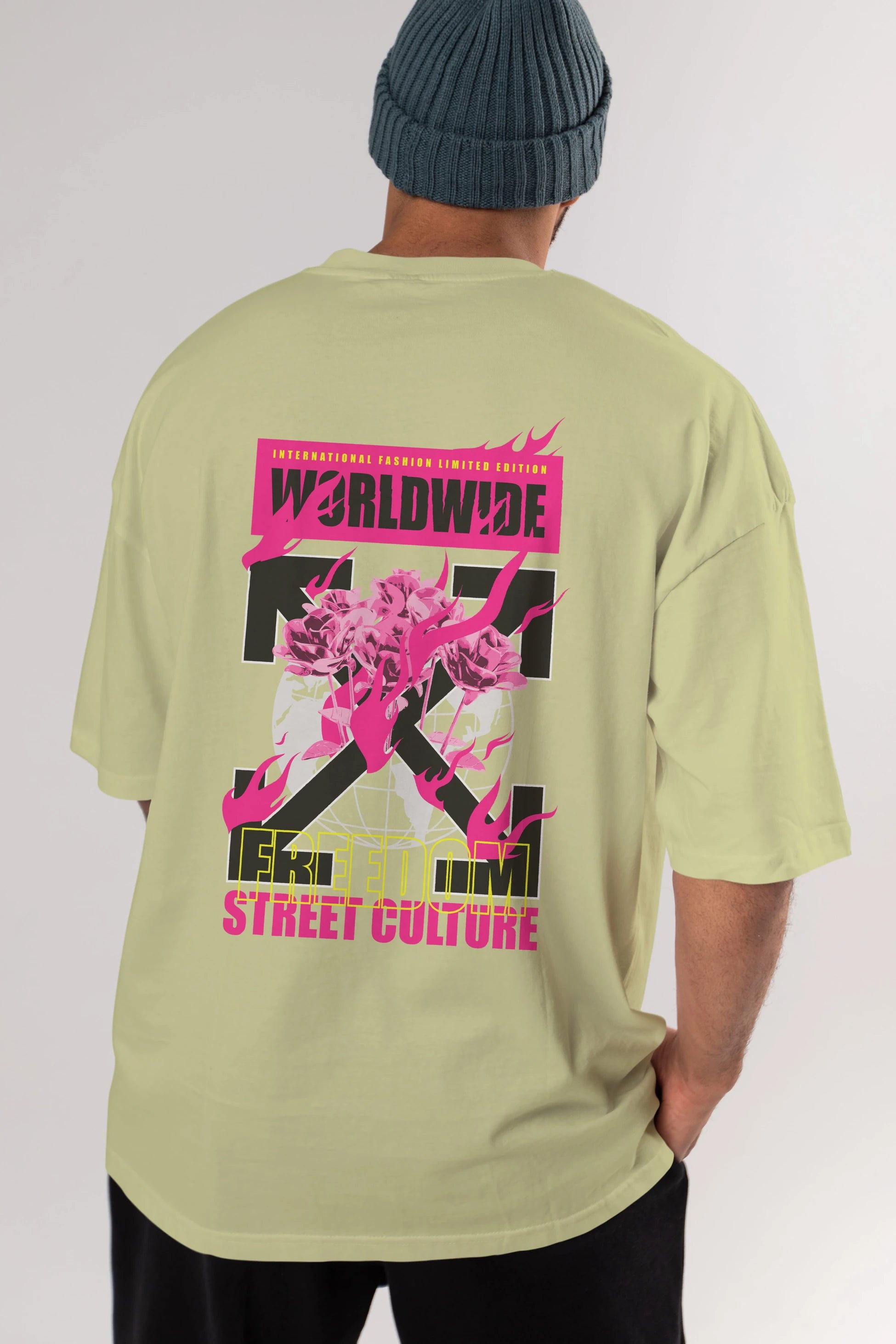 Freedom Street Culture Arka Baskılı Oversize t-shirt Erkek Kadın Unisex
