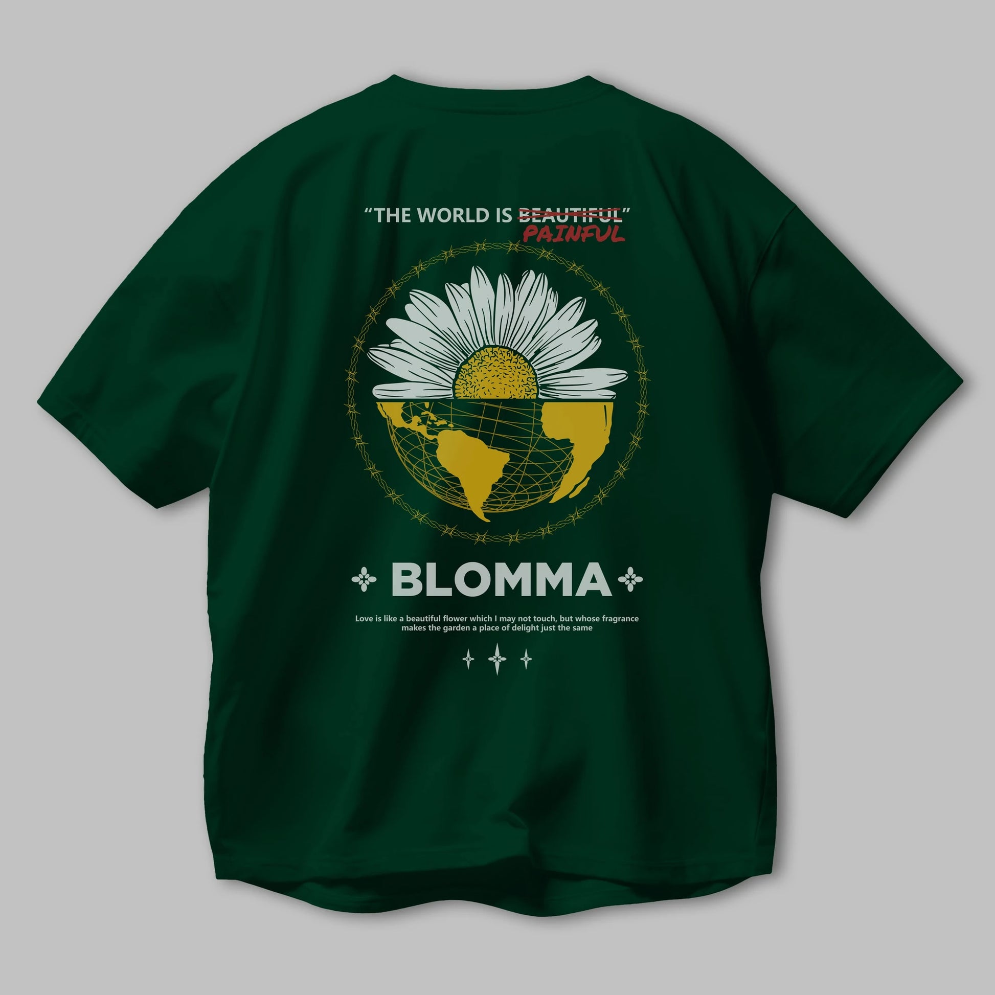 Blomma Arka Baskılı Oversize t-shirt Erkek Kadın Unisex