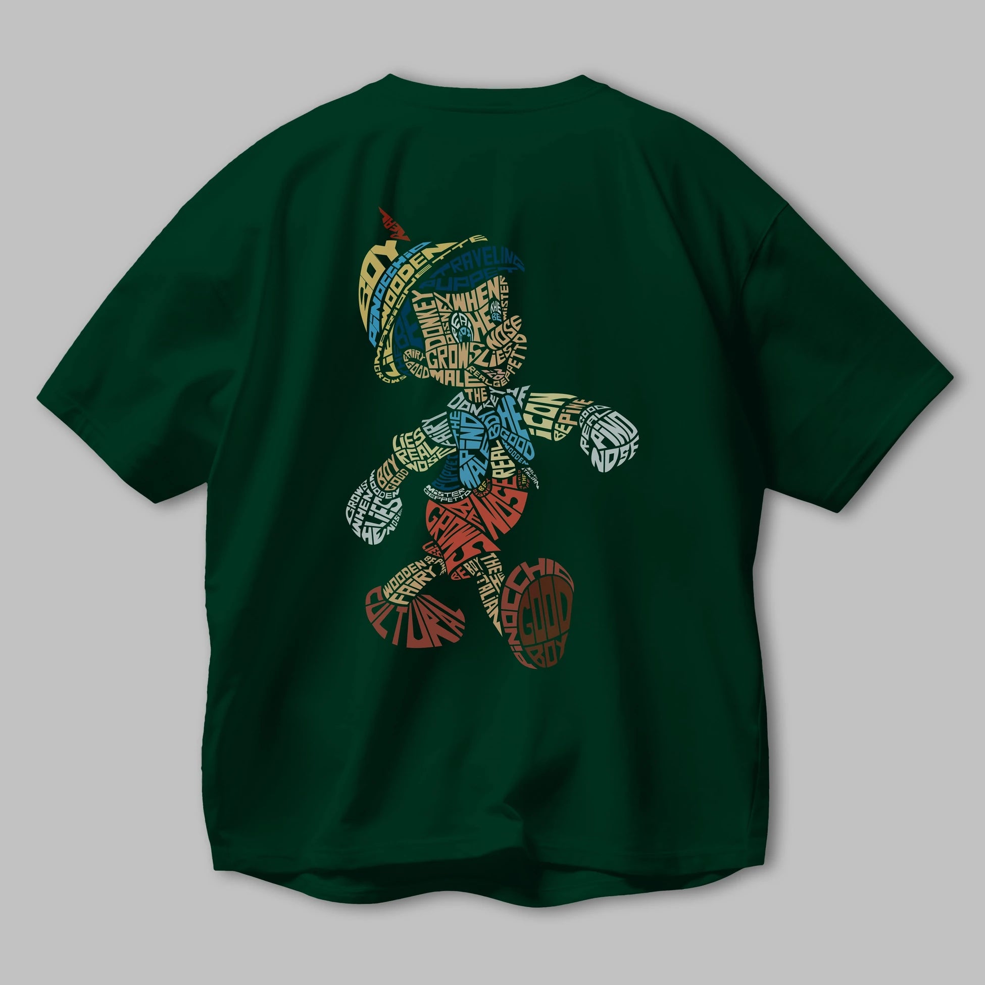 Pinokio Arka Baskılı Oversize t-shirt %100 pamuk Erkek Kadın Unisex