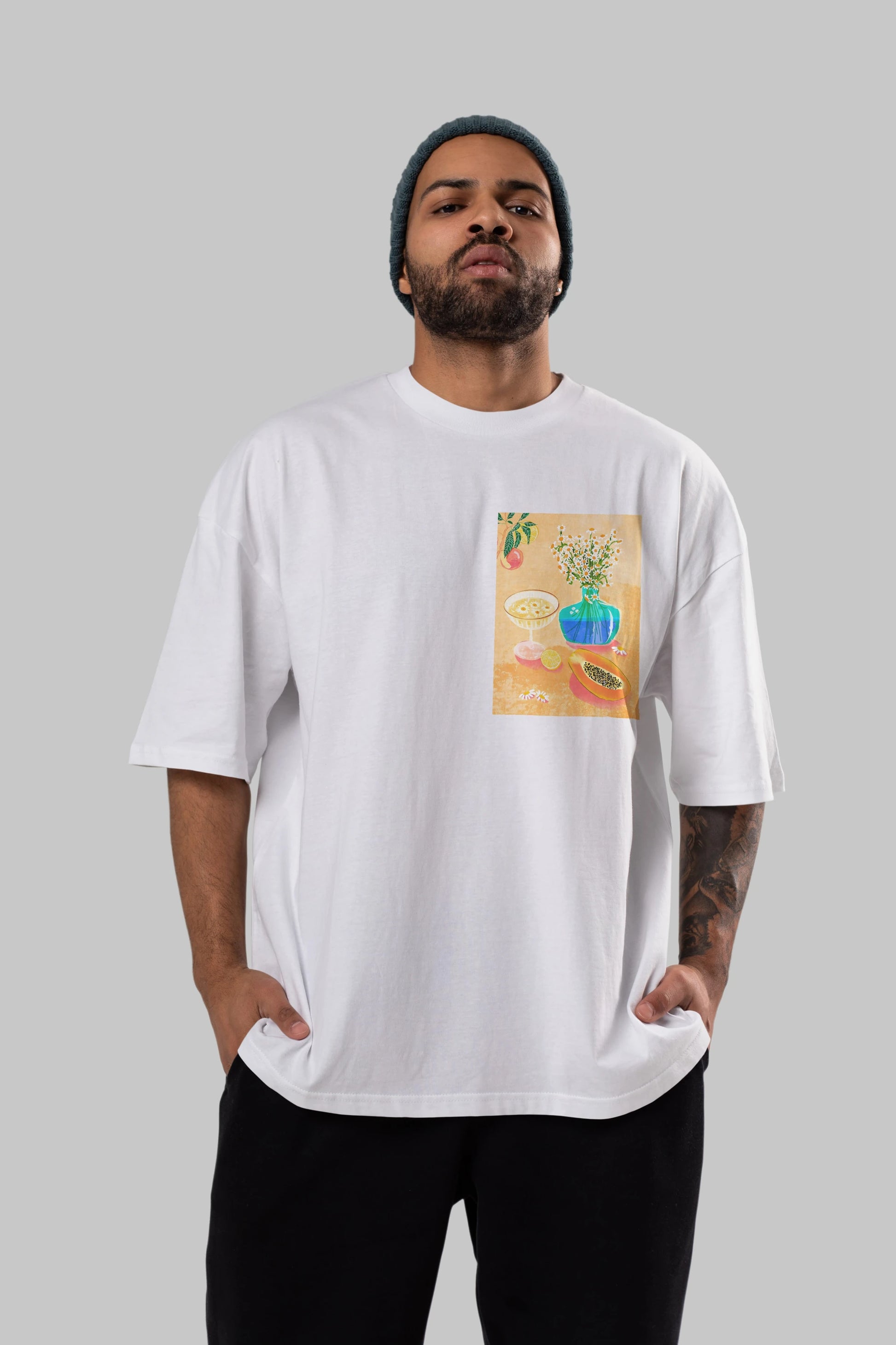 Cheers 2 Ön Sol Baskılı Oversize t-shirt Erkek Kadın Unisex %100 Pamuk Bisiklet Yaka tişort